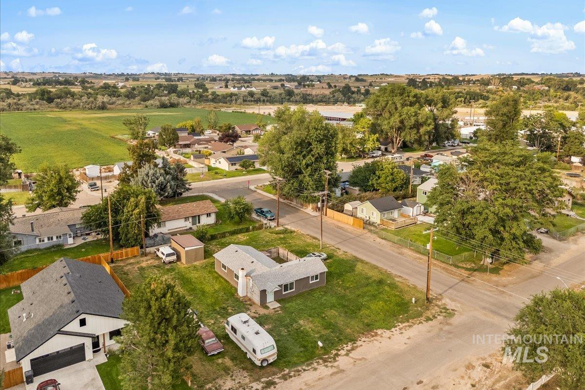 Aerial perspective of suburban area
