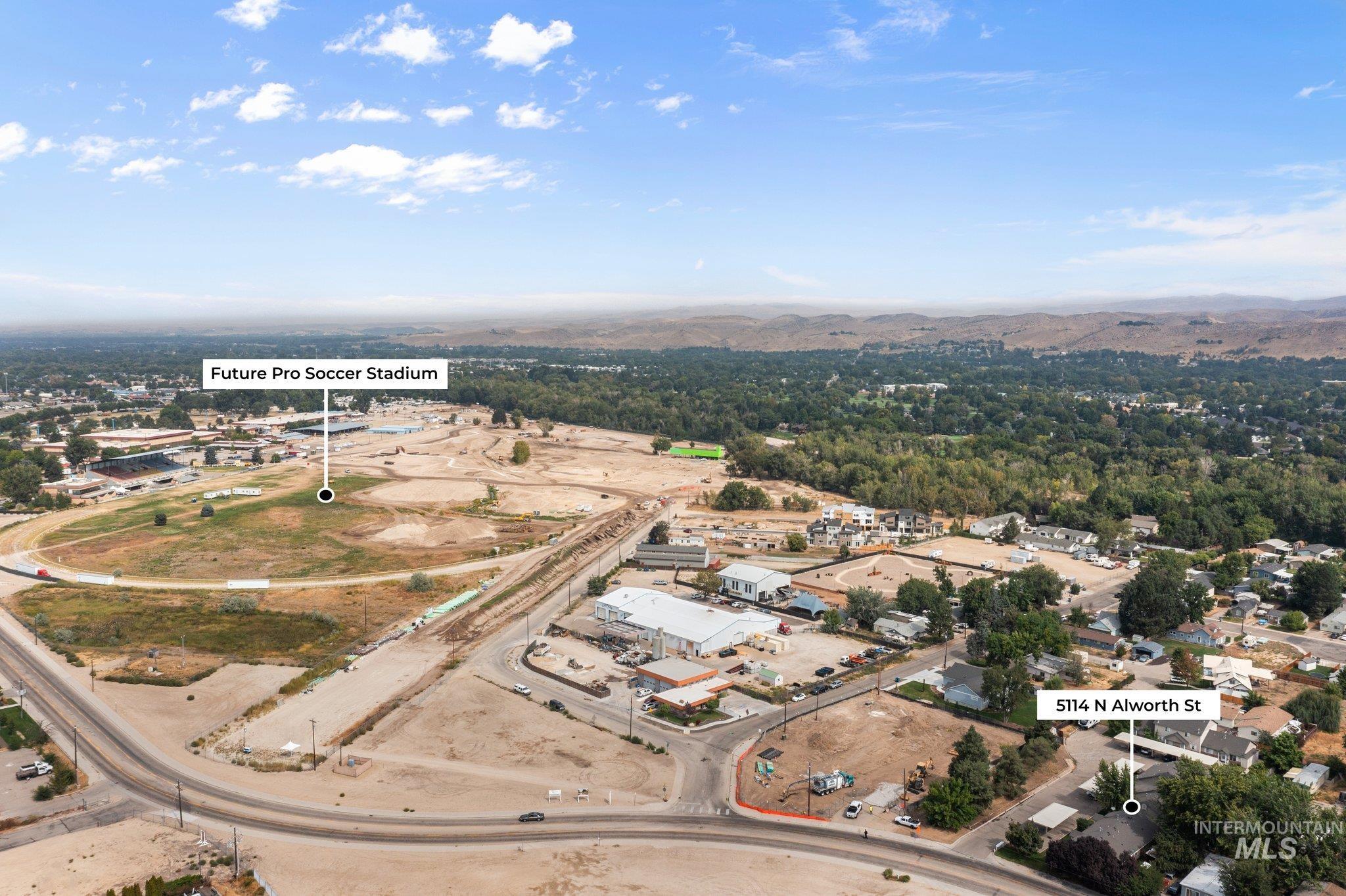 Aerial overview of property's location