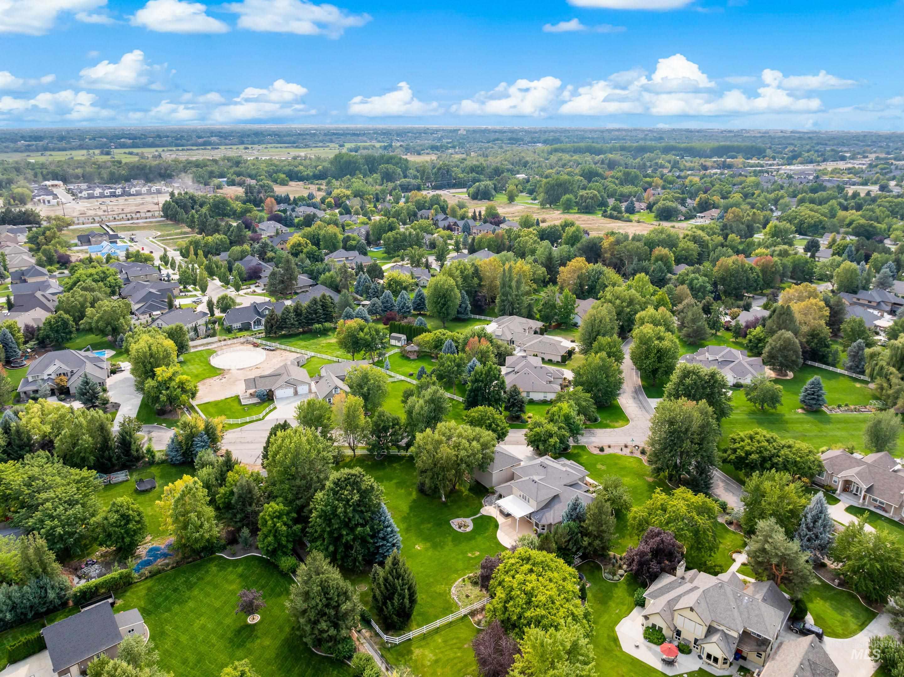 Aerial perspective of suburban area