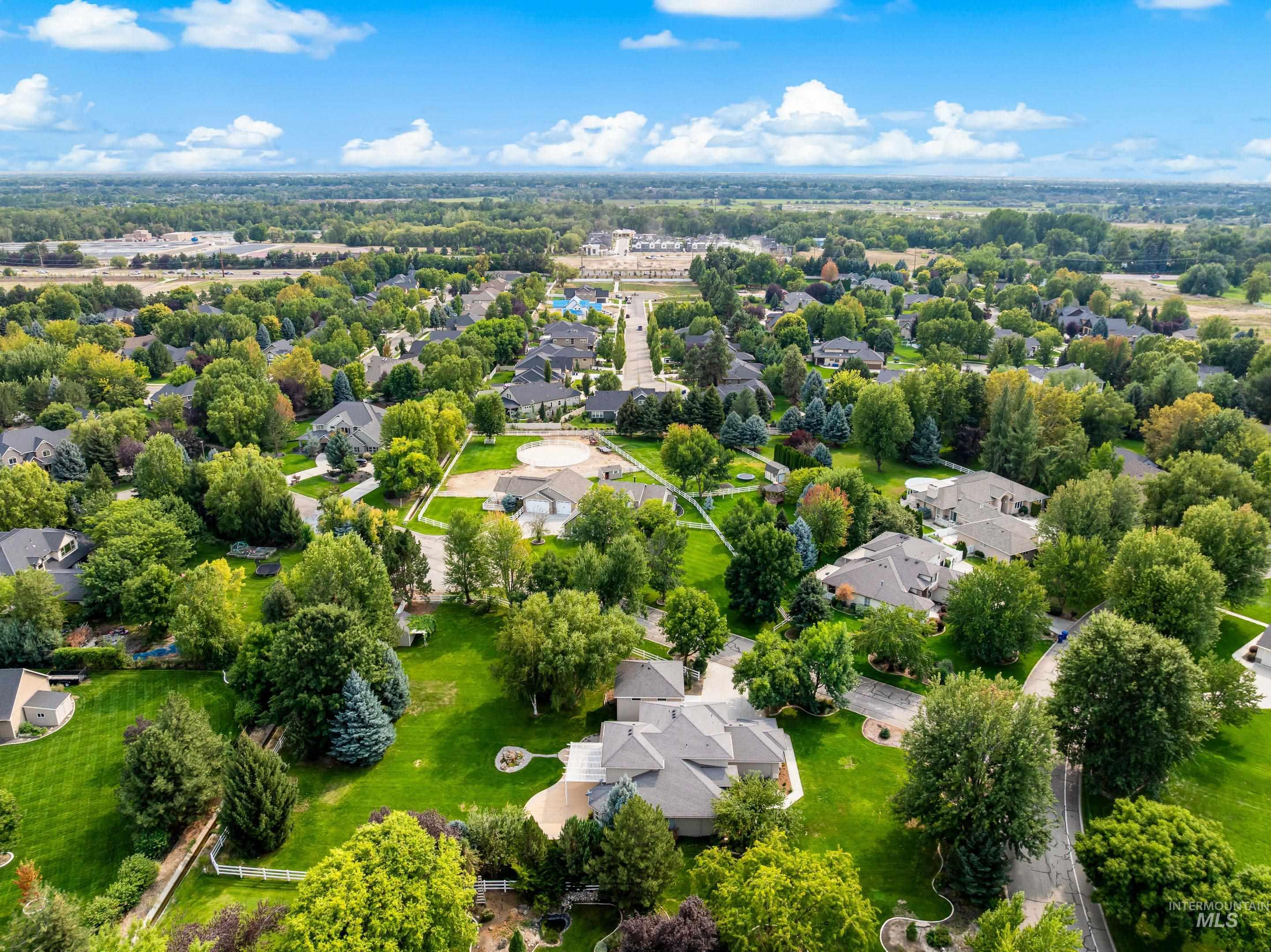 Aerial perspective of suburban area