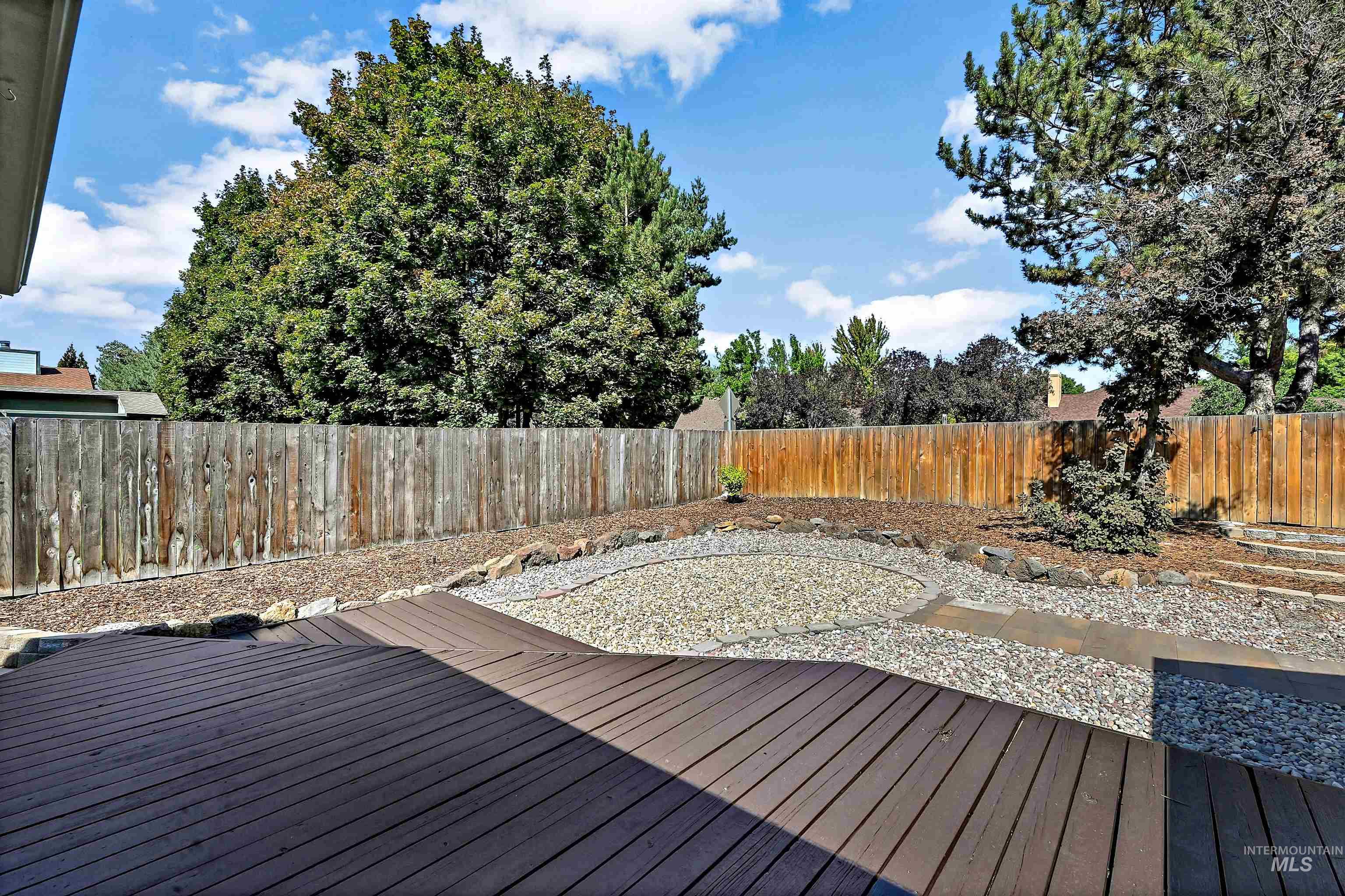 Wooden terrace featuring a fenced backyard