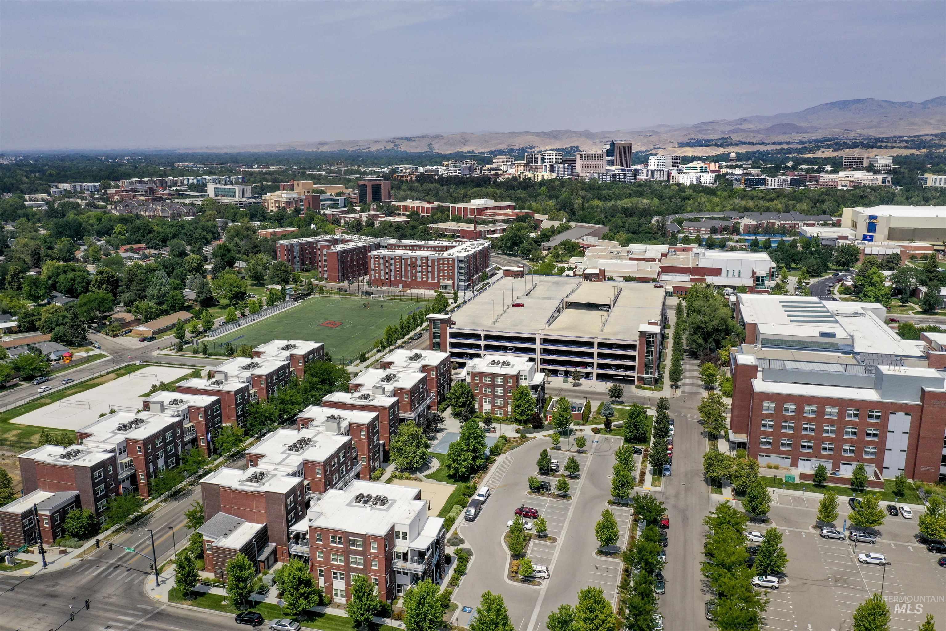 View of urban area featuring mountains