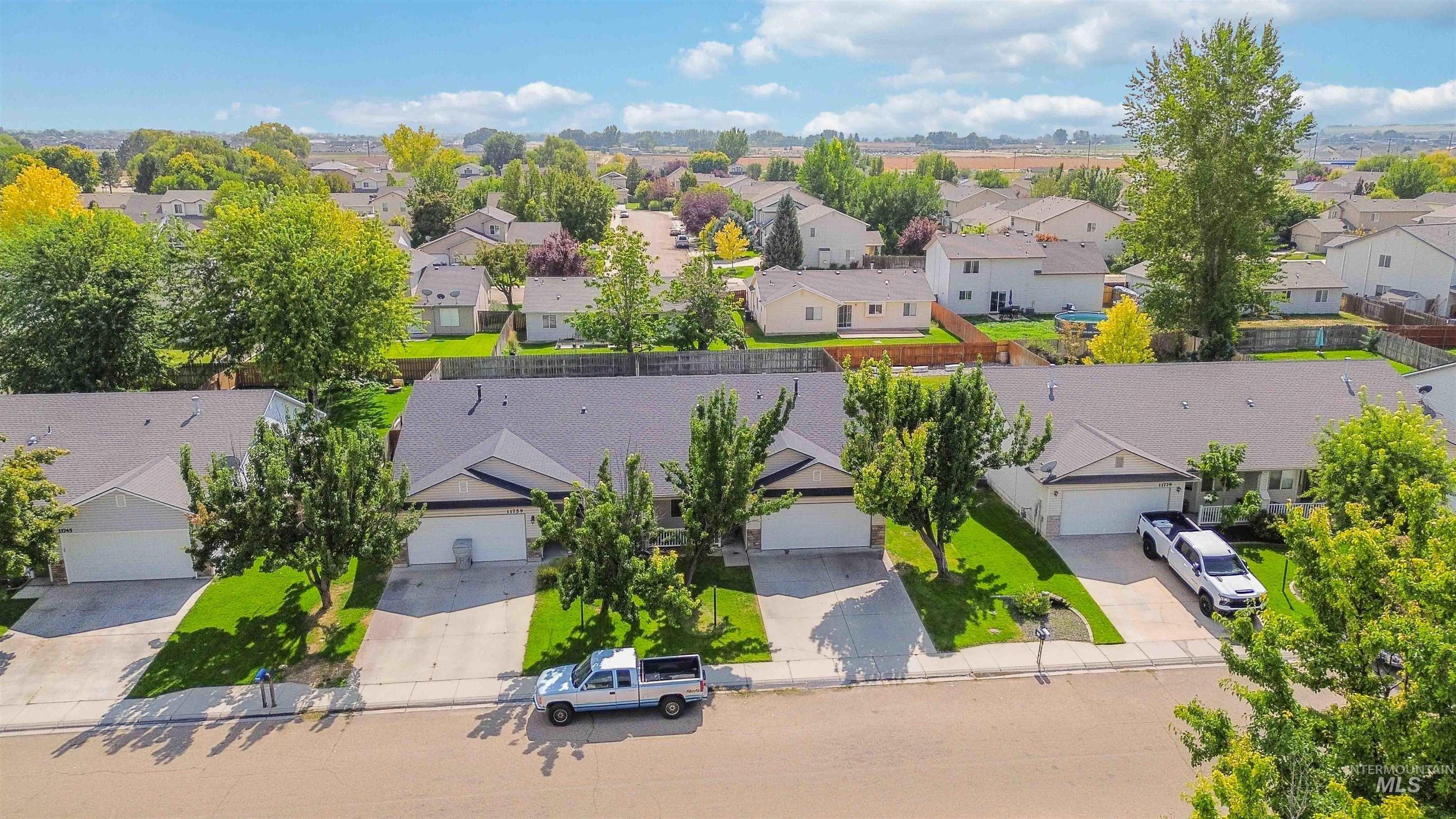 Aerial perspective of suburban area