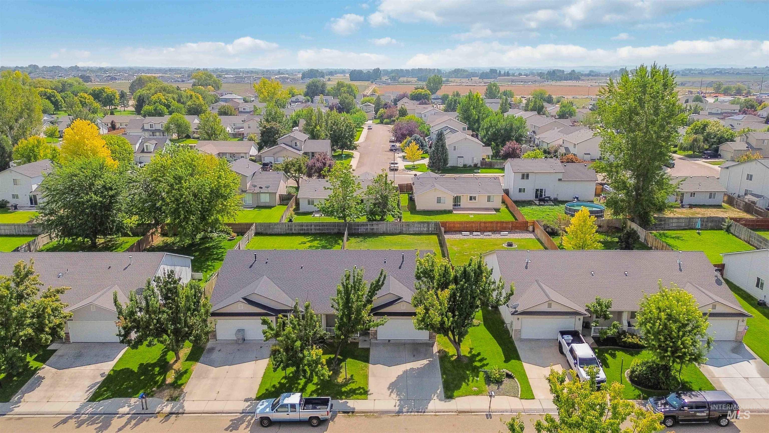 Aerial perspective of suburban area
