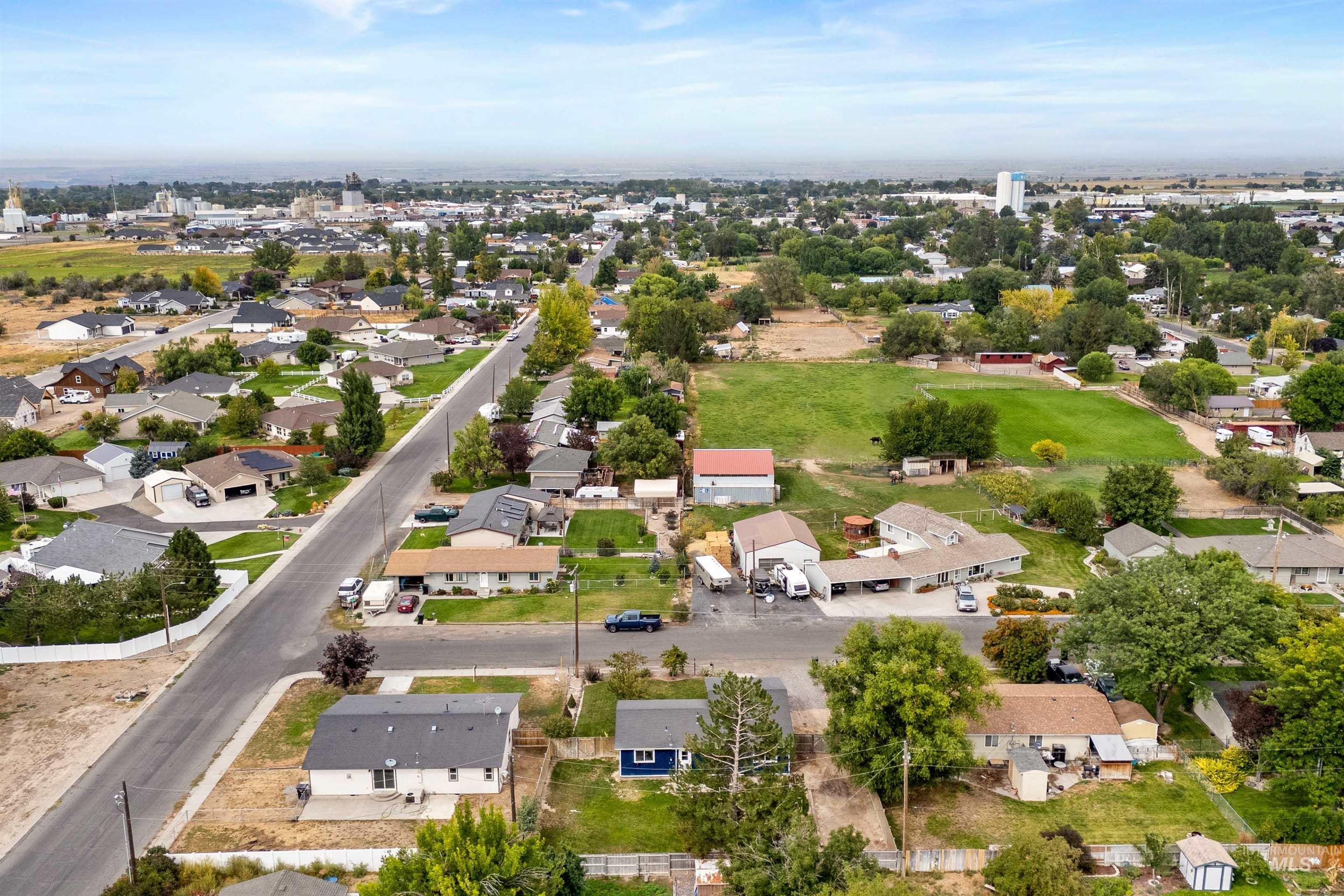 Aerial view of residential area