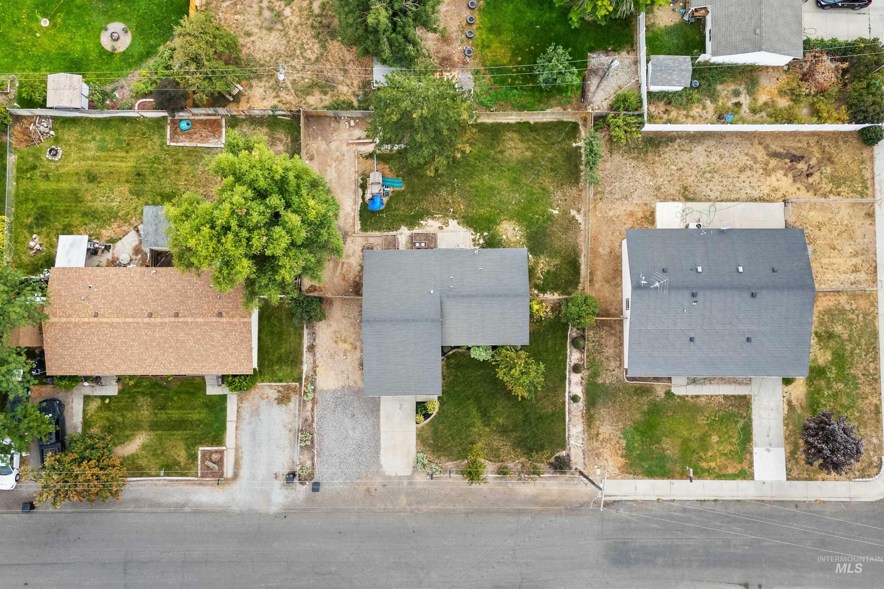 Aerial perspective of suburban area