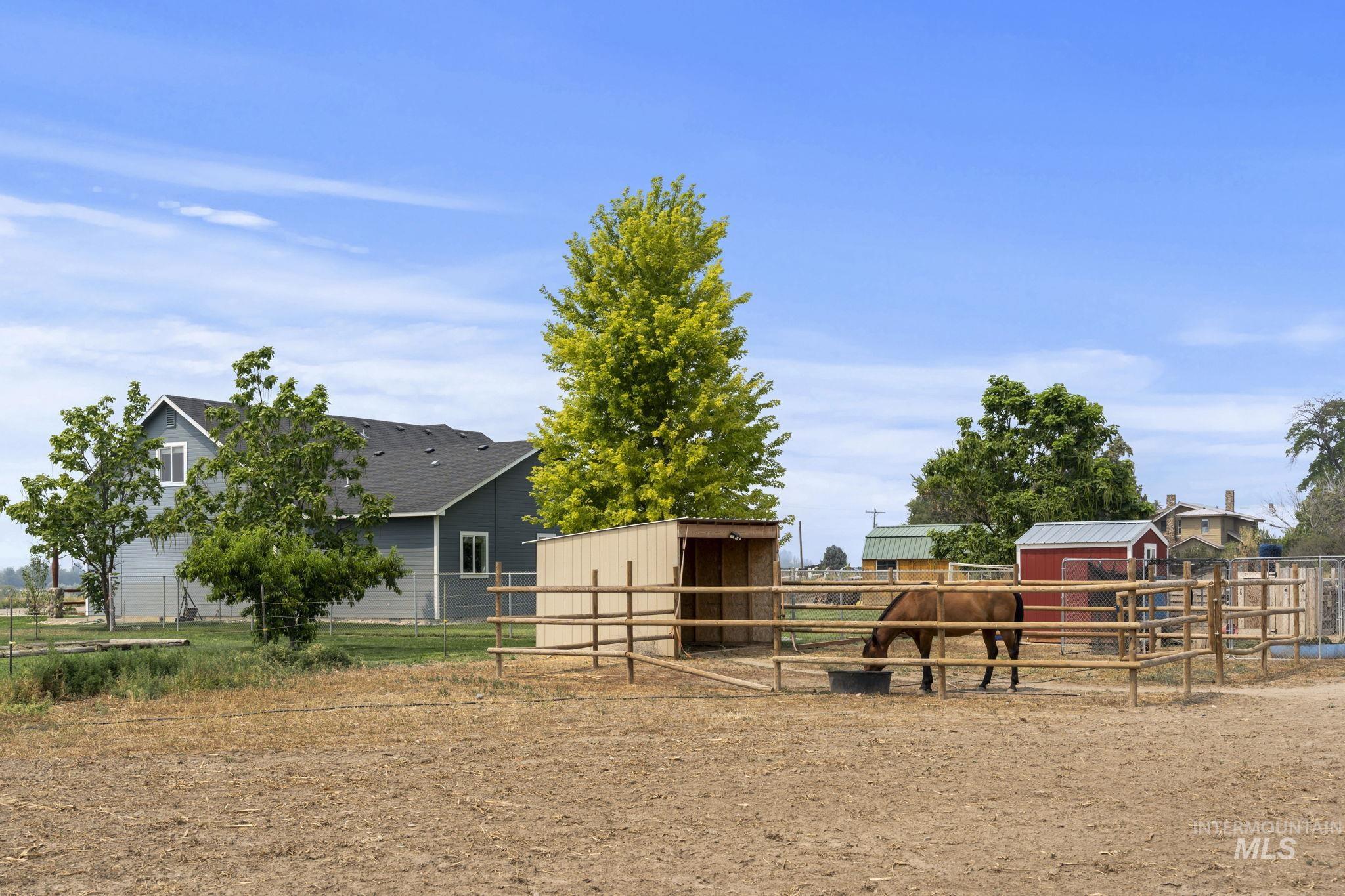 View of horse barn