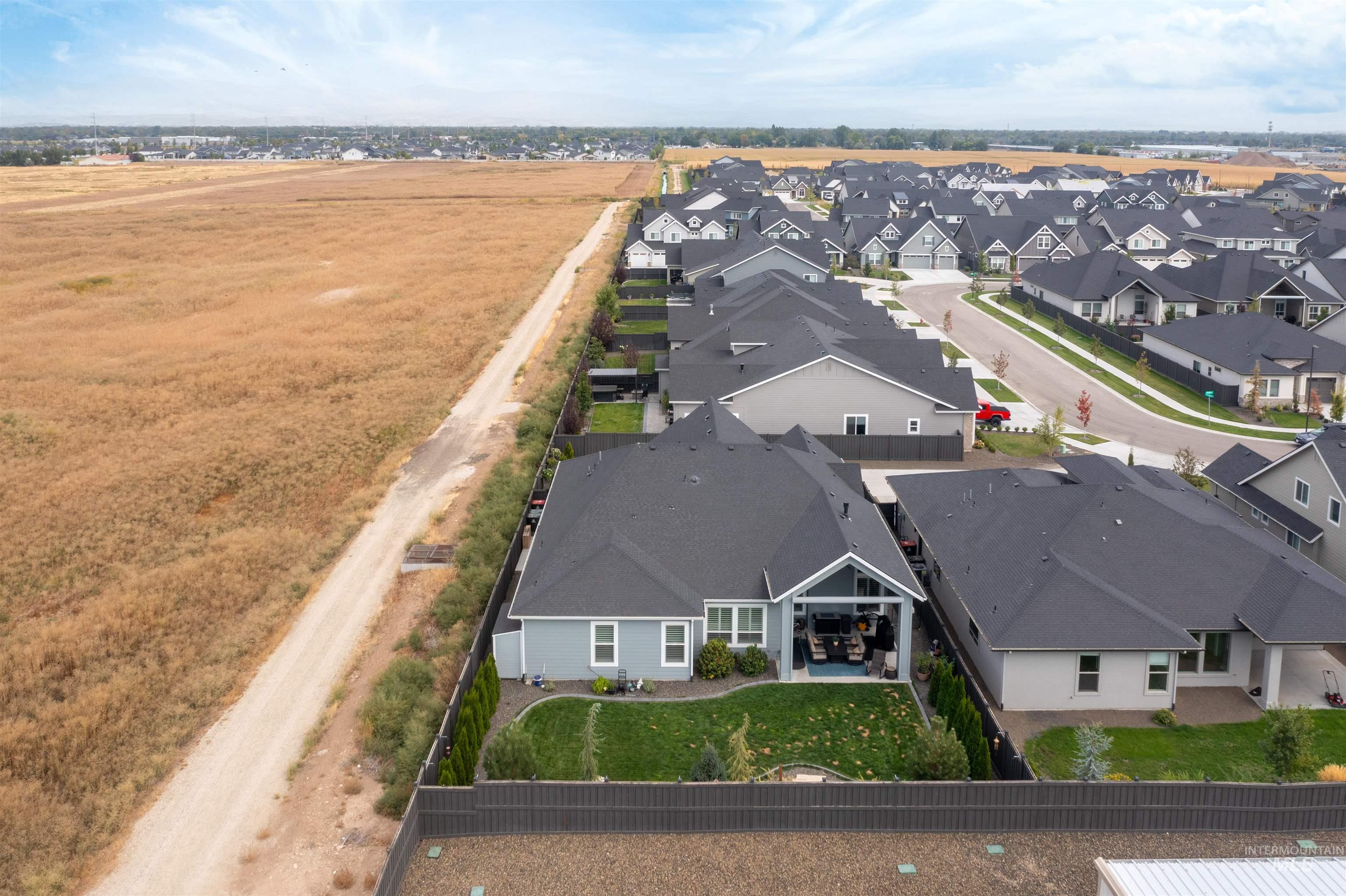 Aerial perspective of suburban area