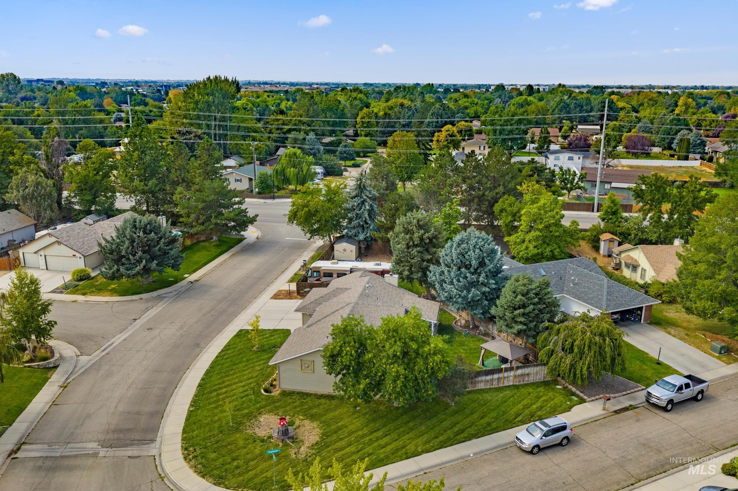 Aerial perspective of suburban area