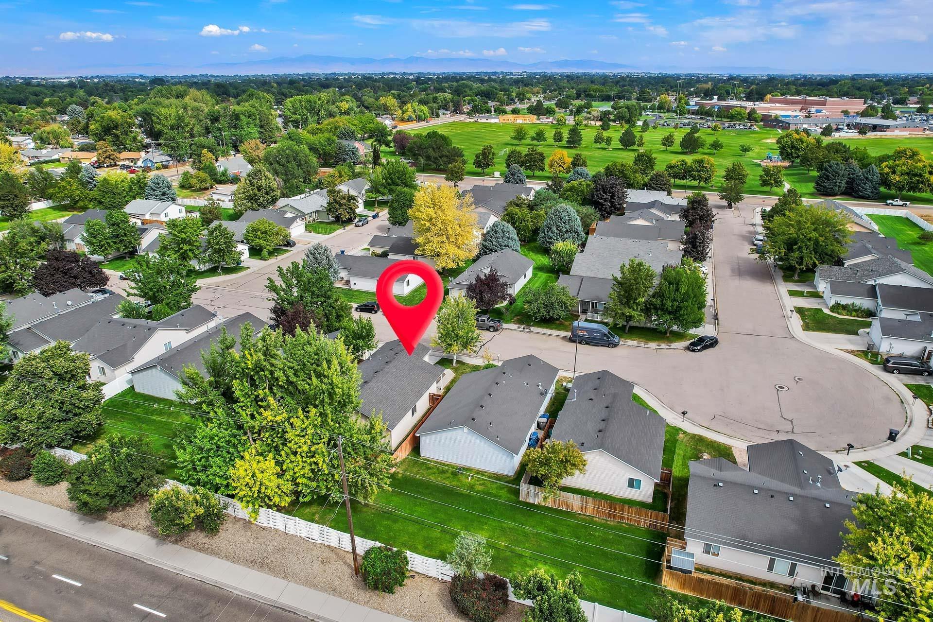 Aerial view of residential area