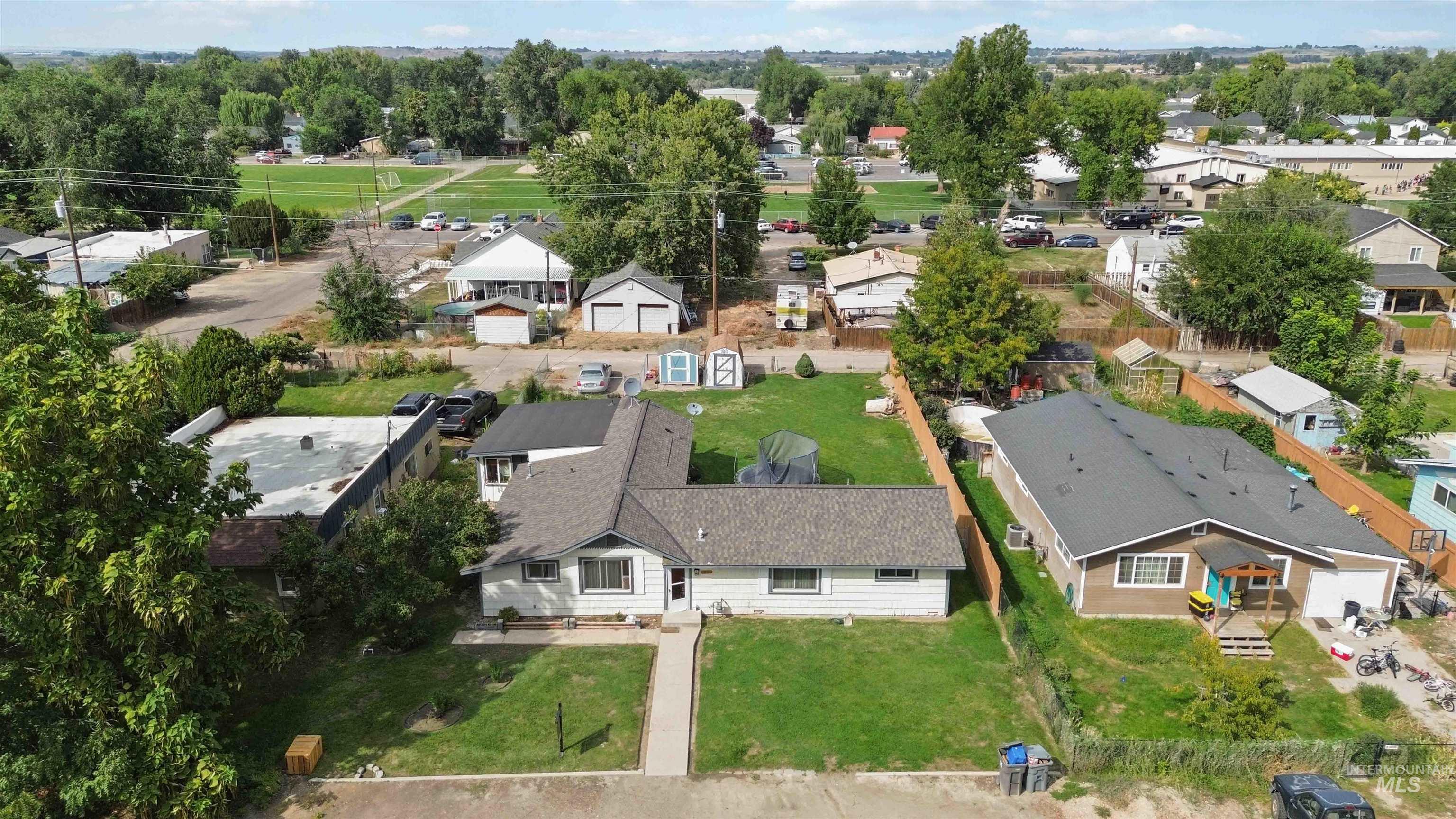 Aerial perspective of suburban area