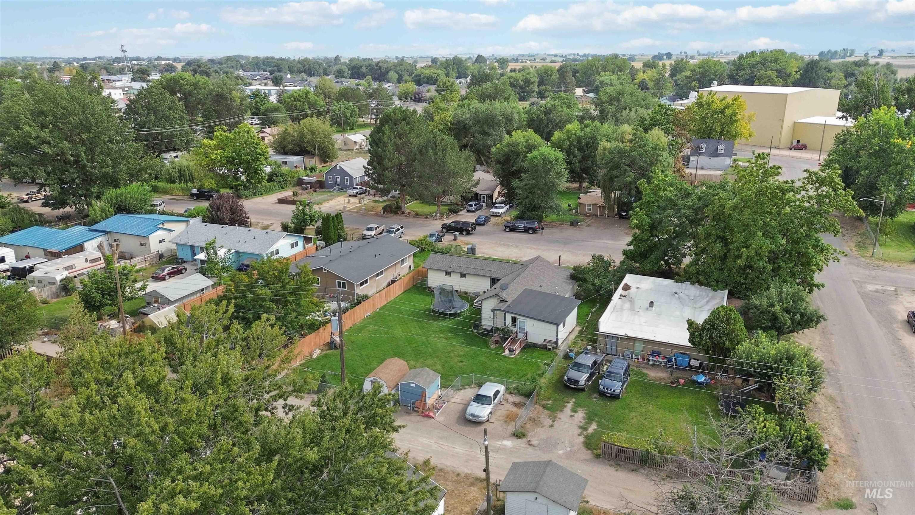 Aerial perspective of suburban area