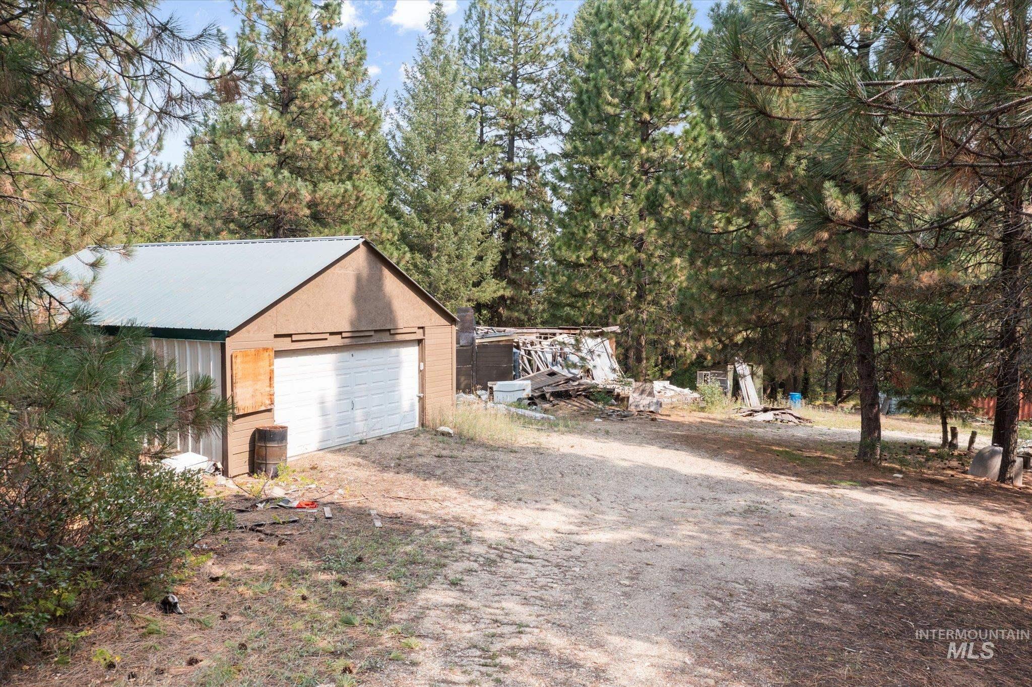 View of detached garage