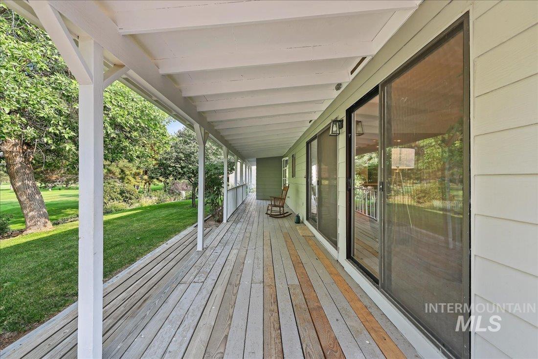 Porch with a yard