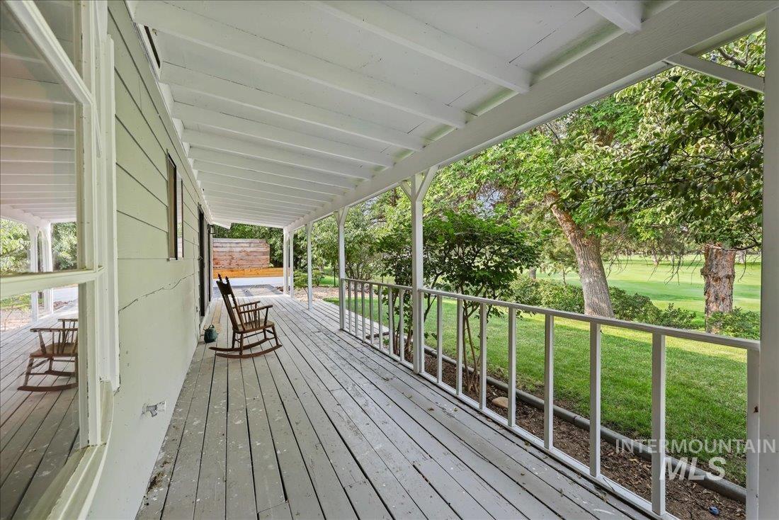 Porch with a yard