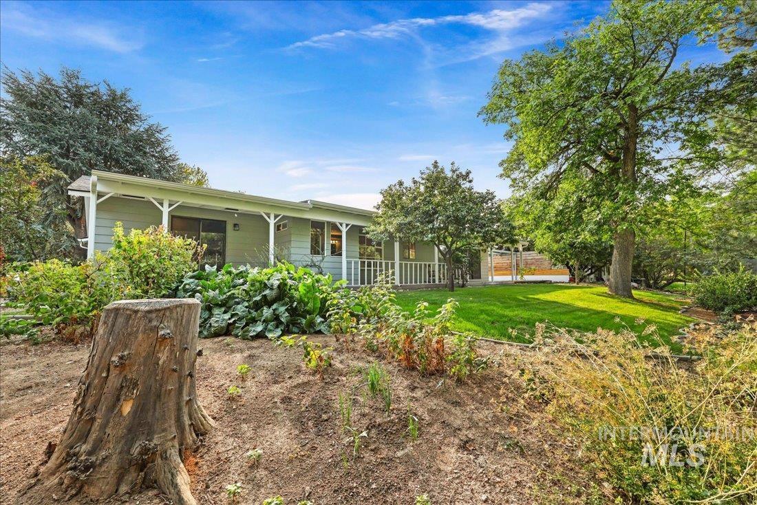 Rear view of house featuring a lawn
