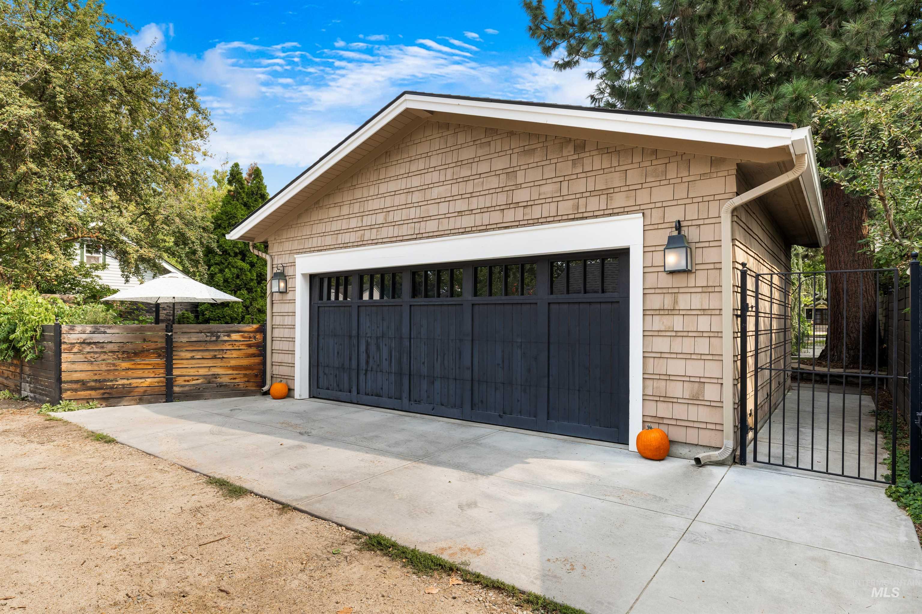 View of detached garage