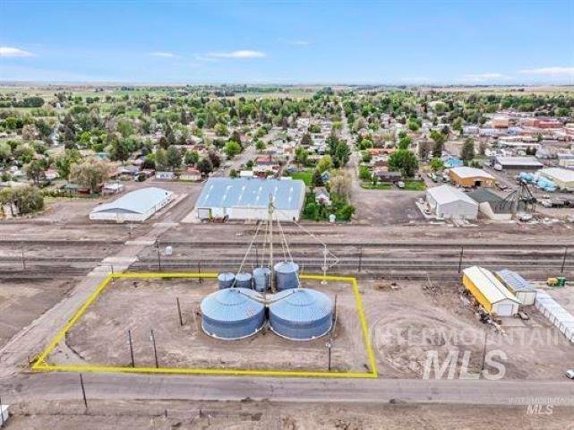 Aerial overview of property's location featuring property parcel outlined