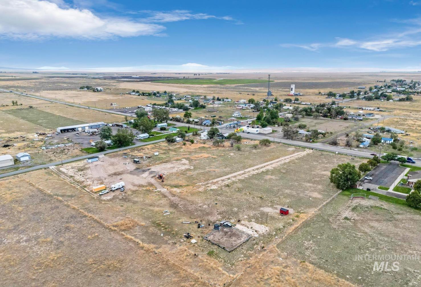 Aerial overview of property's location with rural landscape