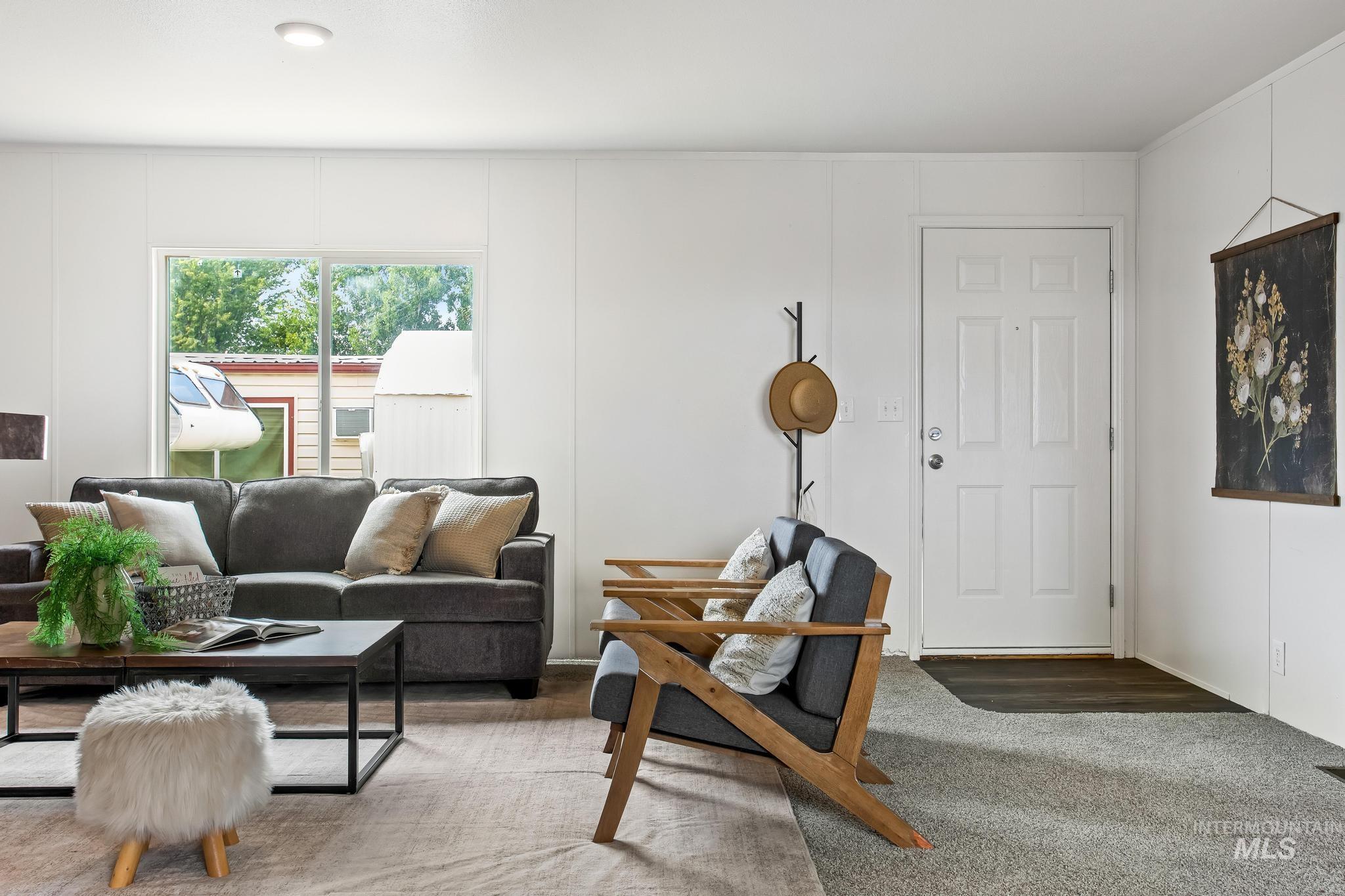 View of carpeted living area