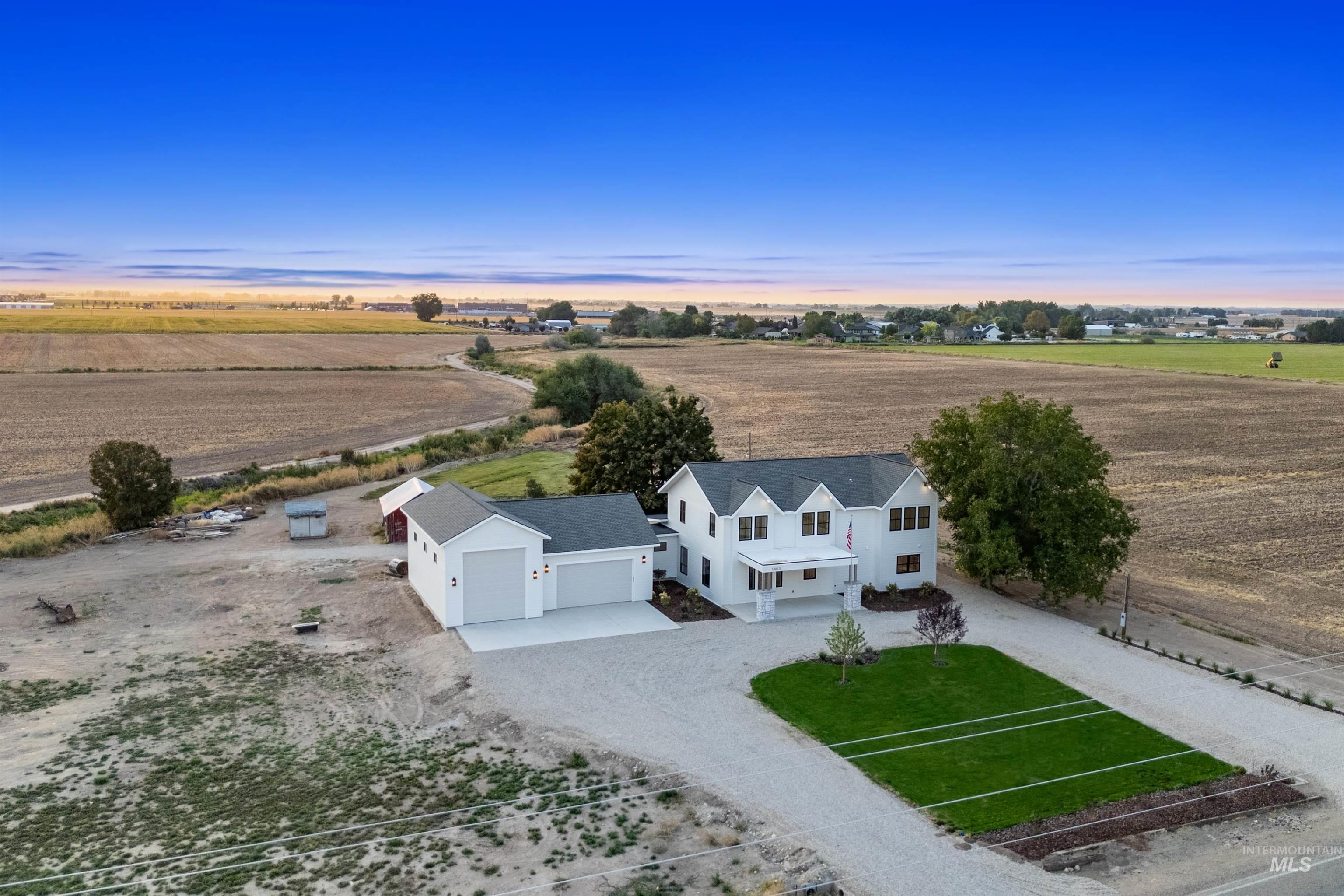 Overview of rural landscape with abundant farmland