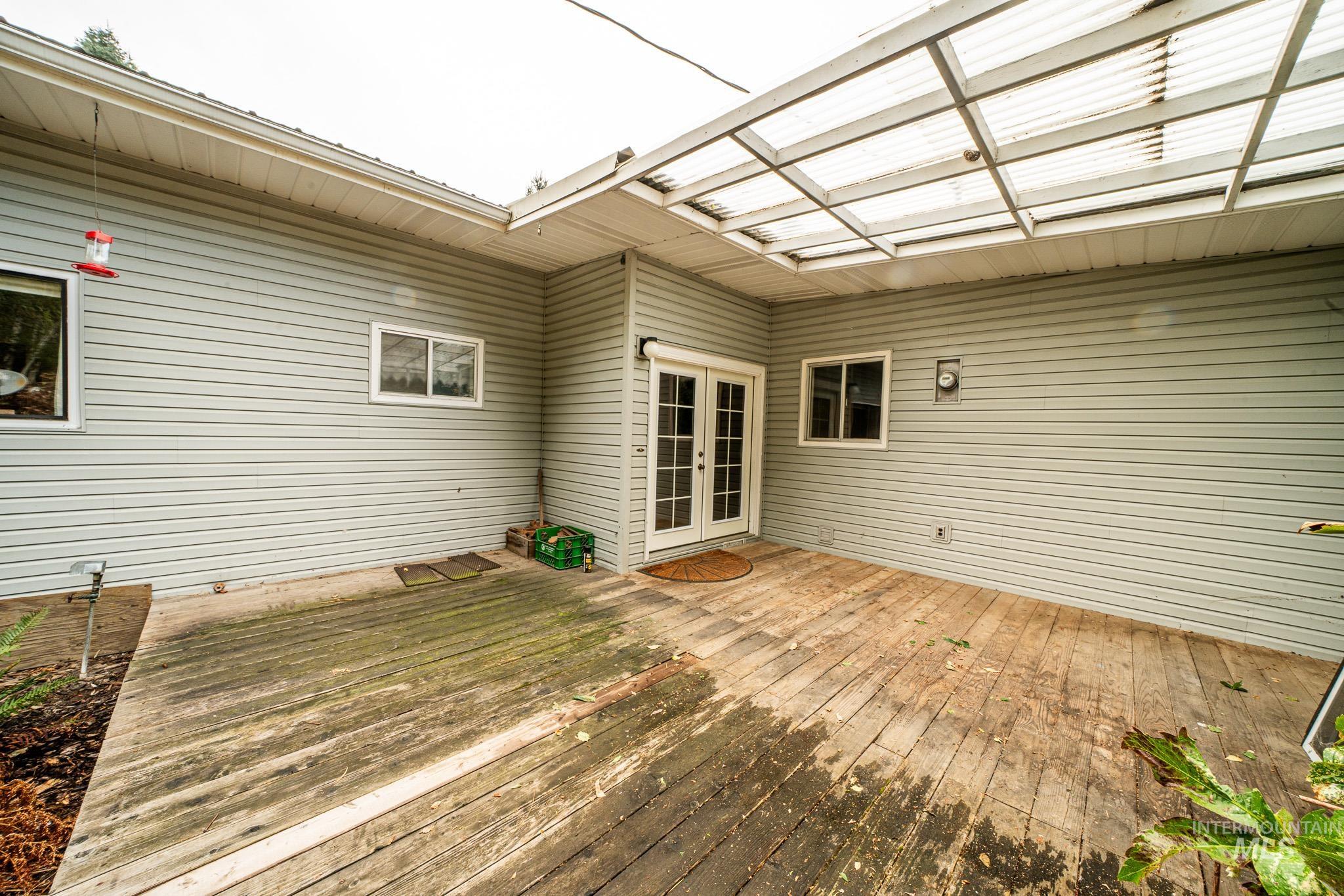 Wooden deck with french doors