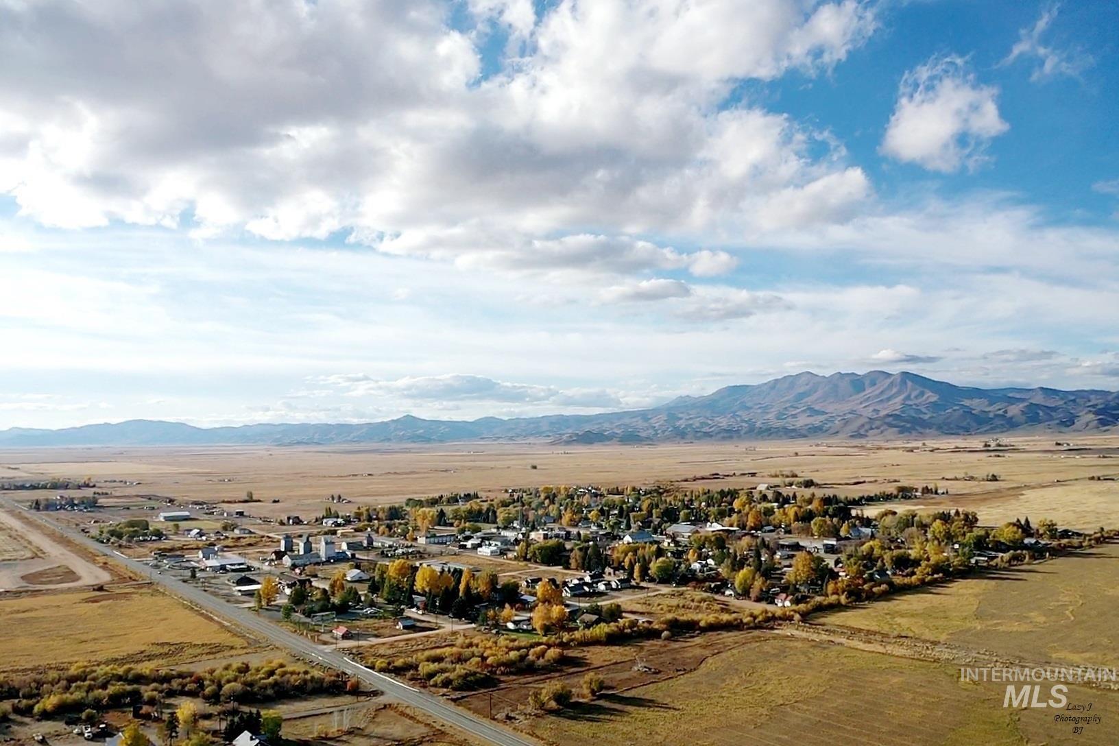 Aerial view of a mountain backdrop