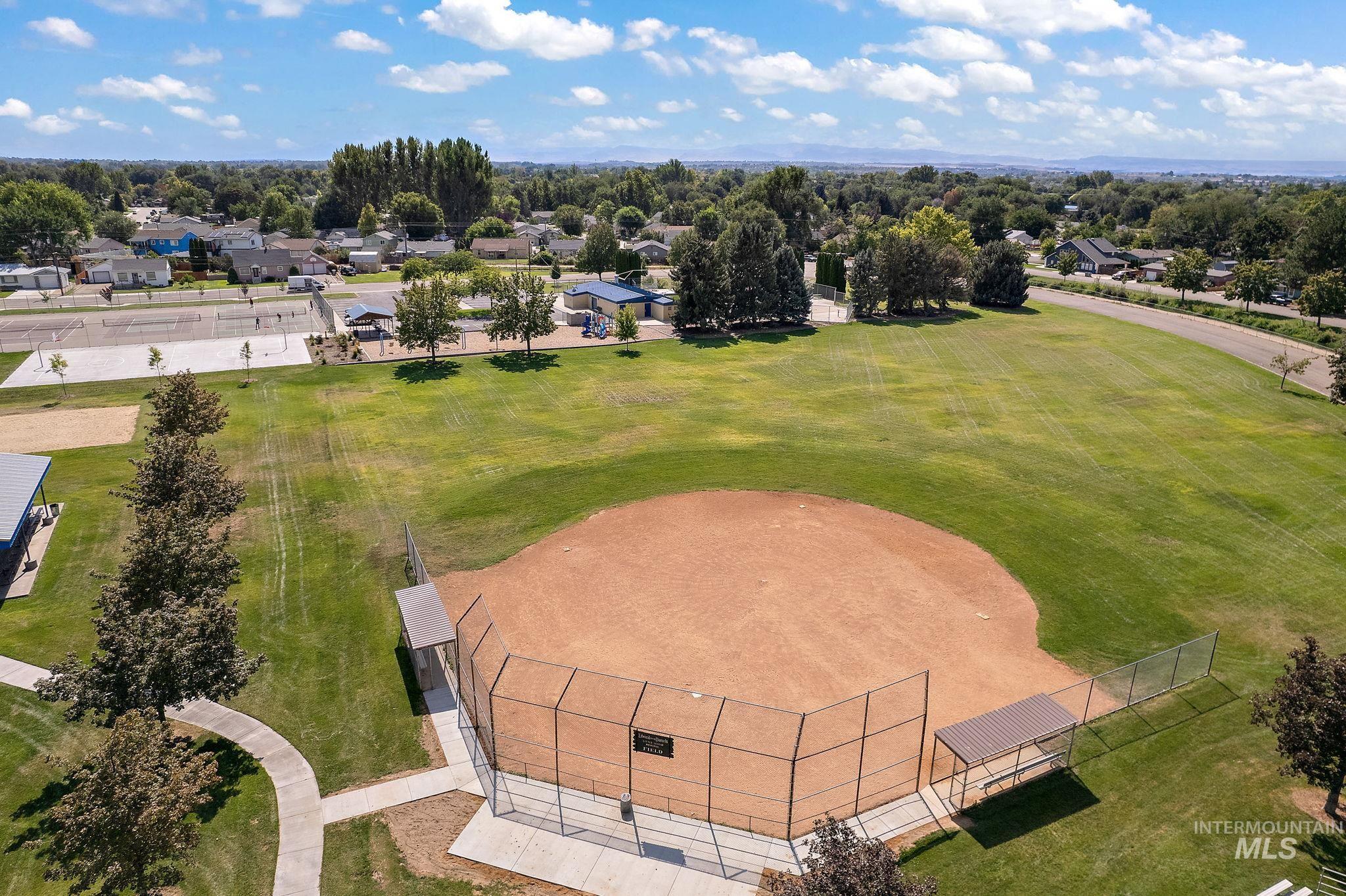 Aerial perspective of suburban area