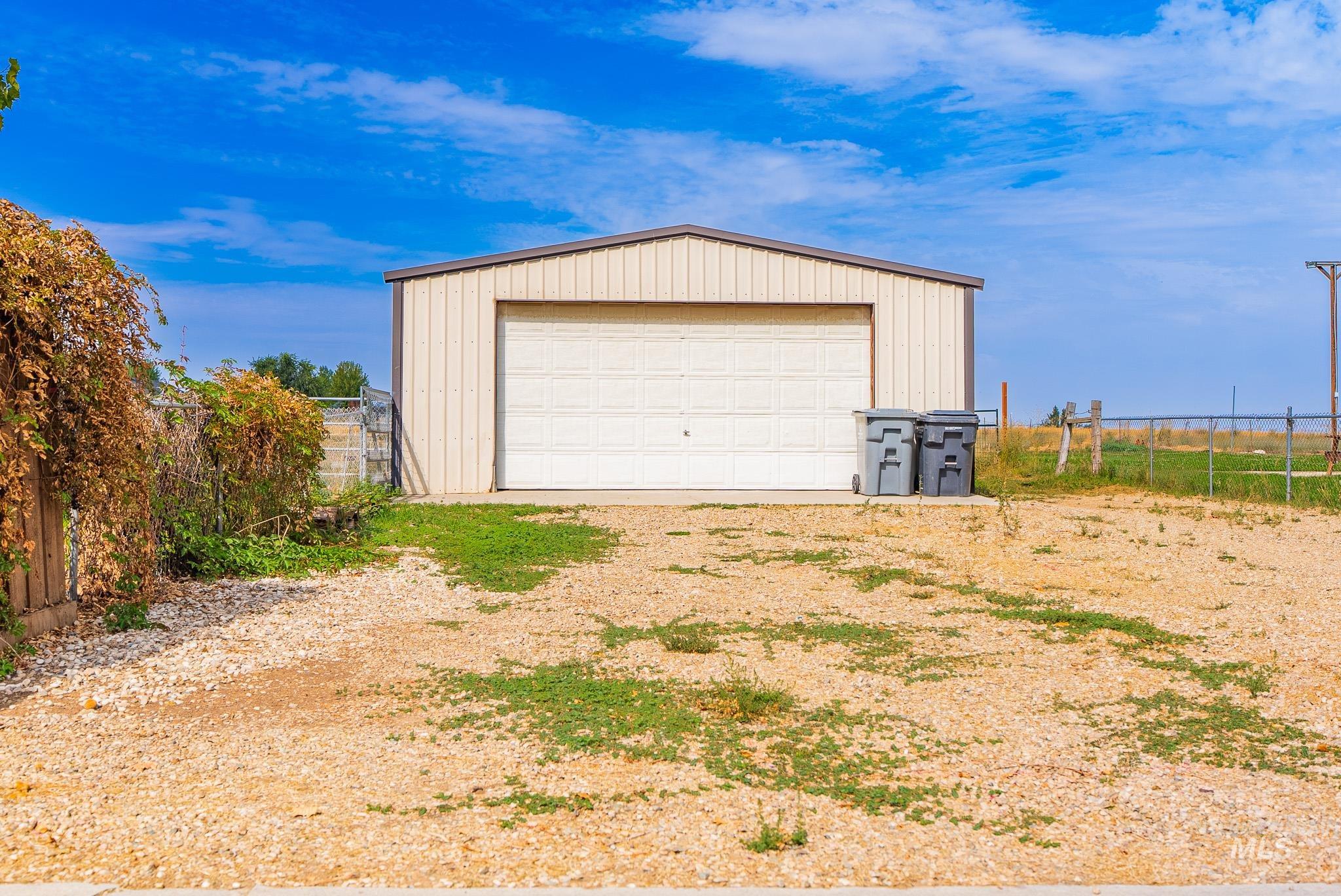 View of detached garage