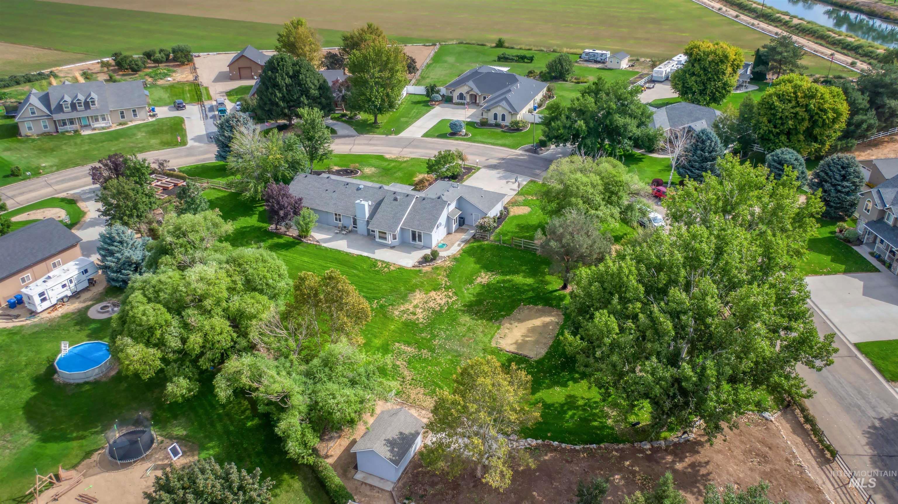 Aerial view of residential area