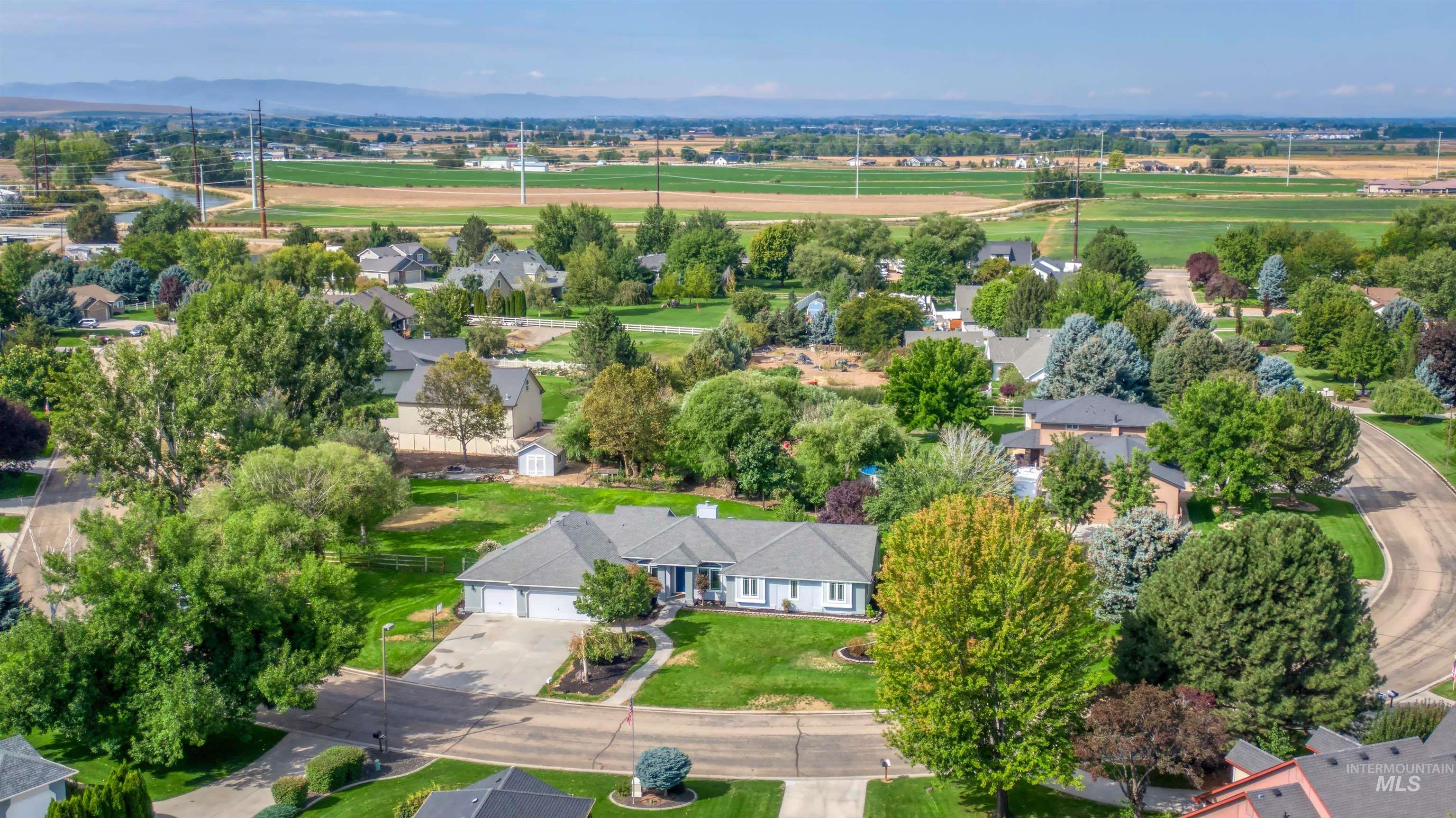 Aerial view of residential area