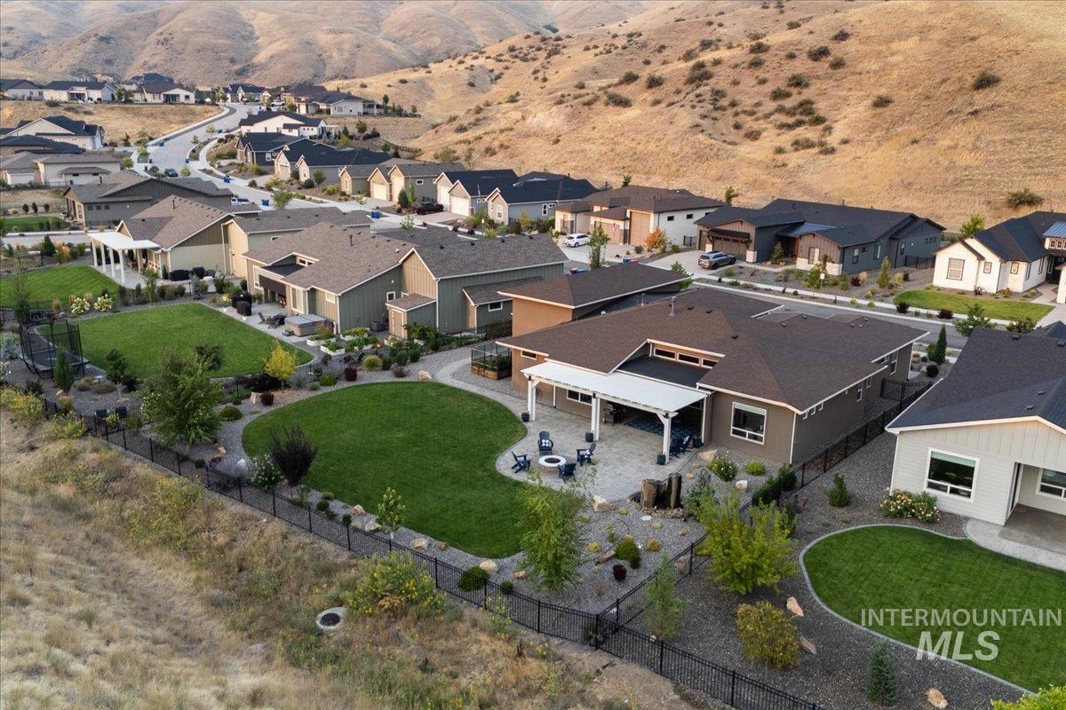 Aerial perspective of suburban area