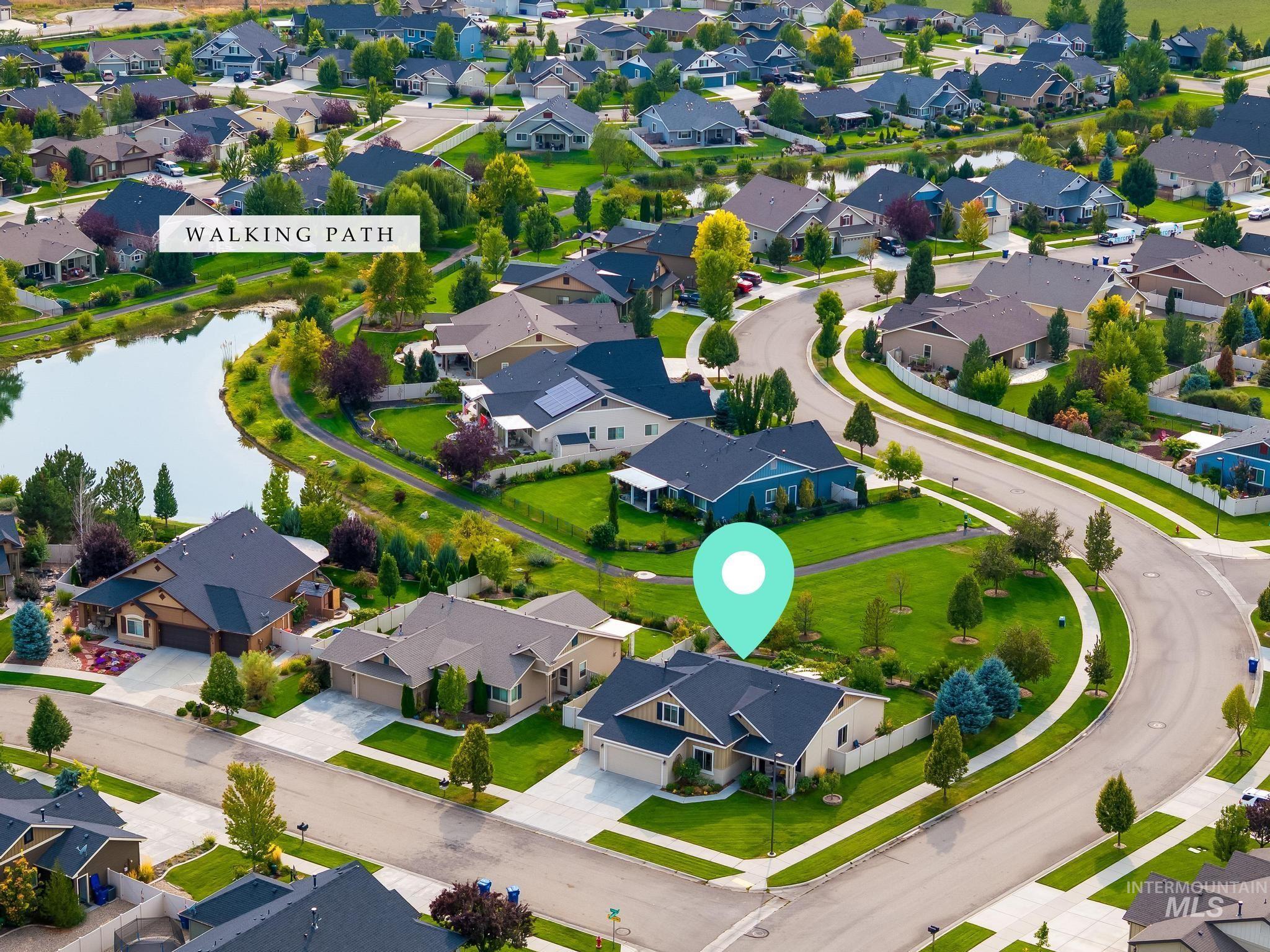 Aerial view of residential area