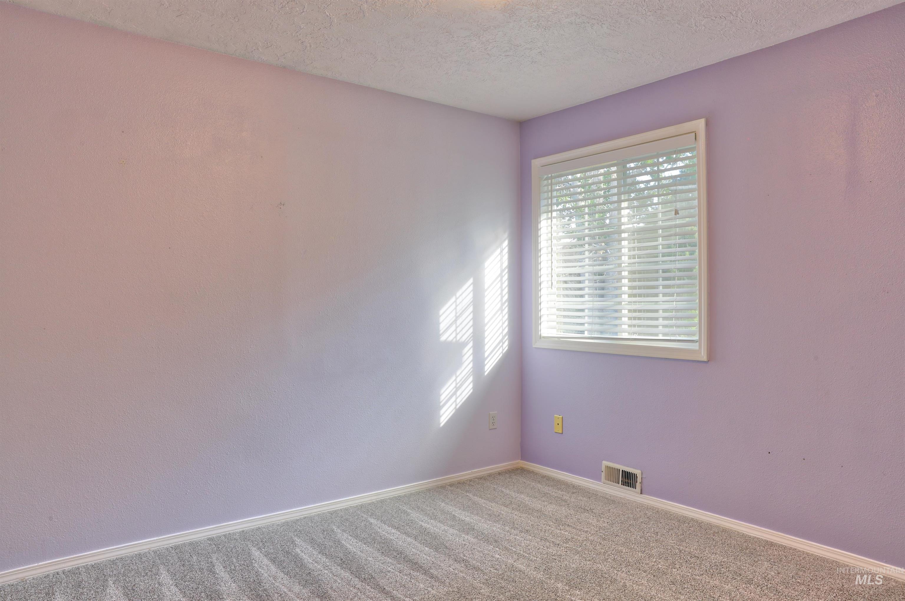 Unfurnished room featuring carpet floors and a textured ceiling