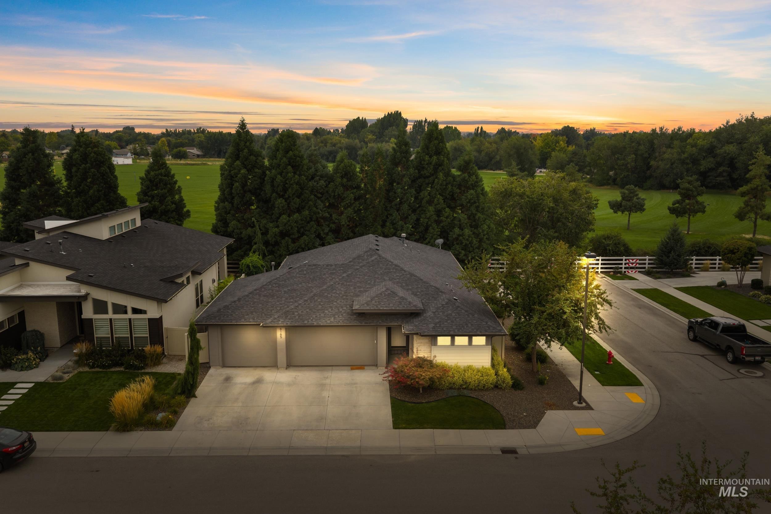 Aerial view at dusk