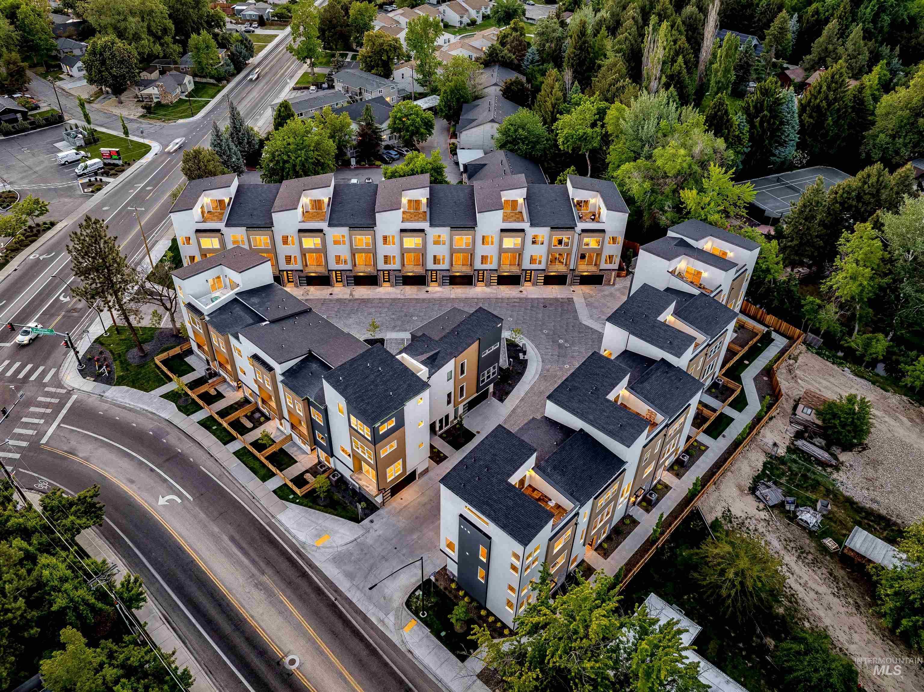 Aerial view of residential area