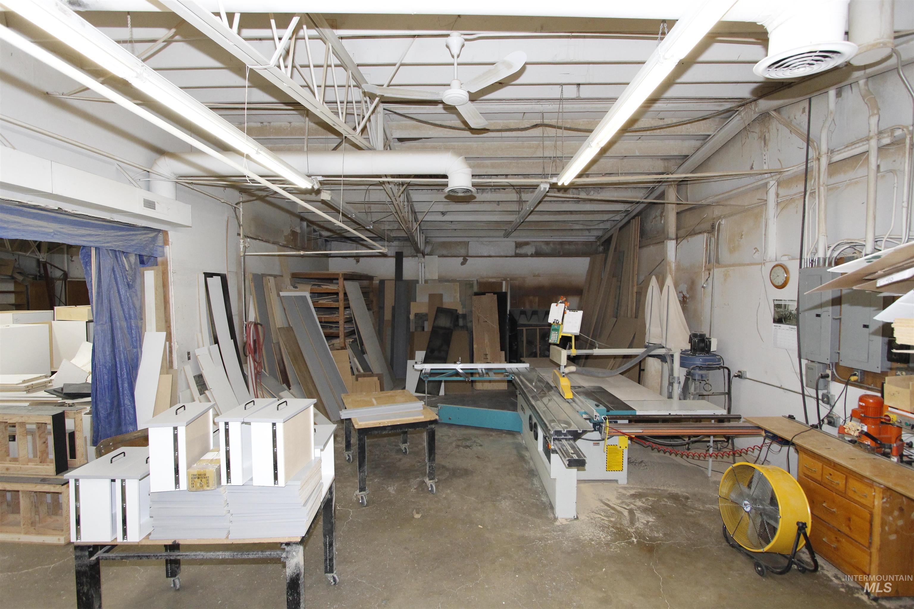 Garage featuring electric panel