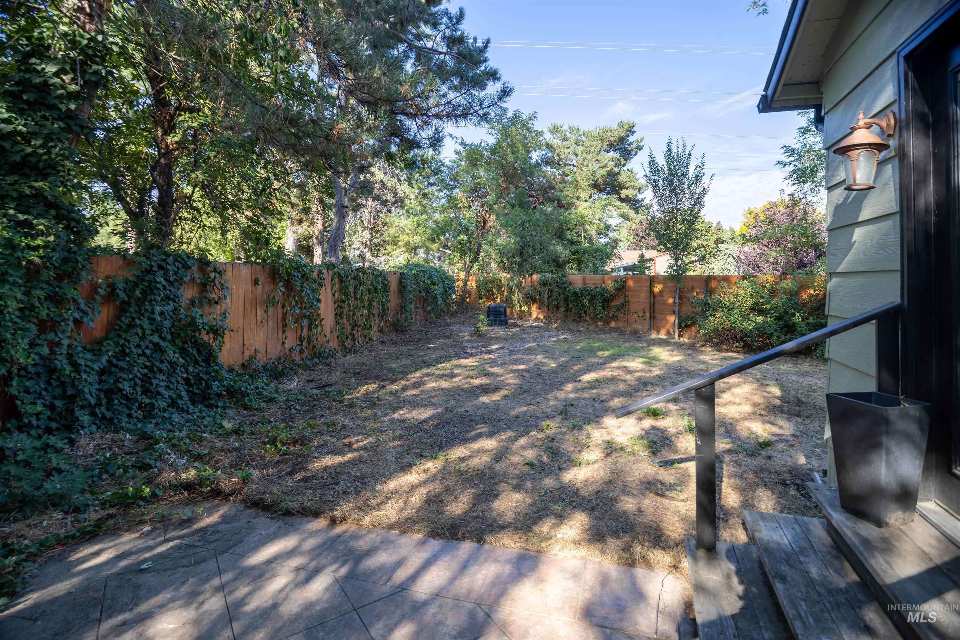 View of fenced backyard