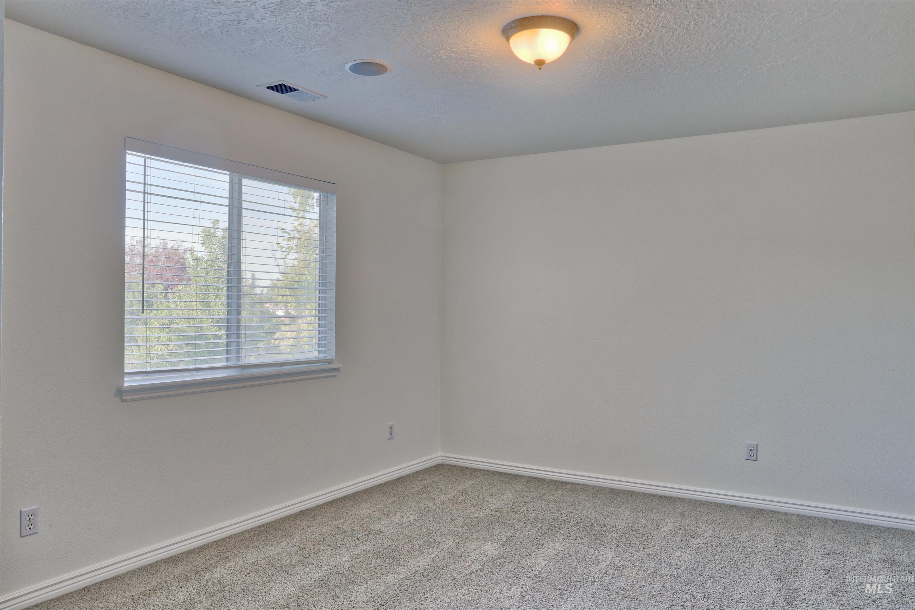 Unfurnished room featuring carpet floors and a textured ceiling