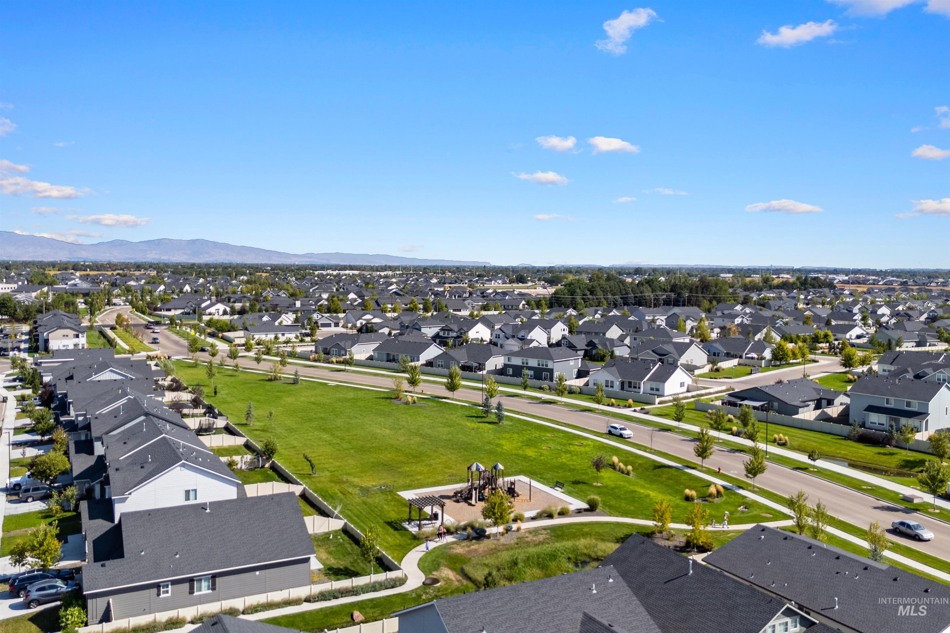 Aerial perspective of suburban area