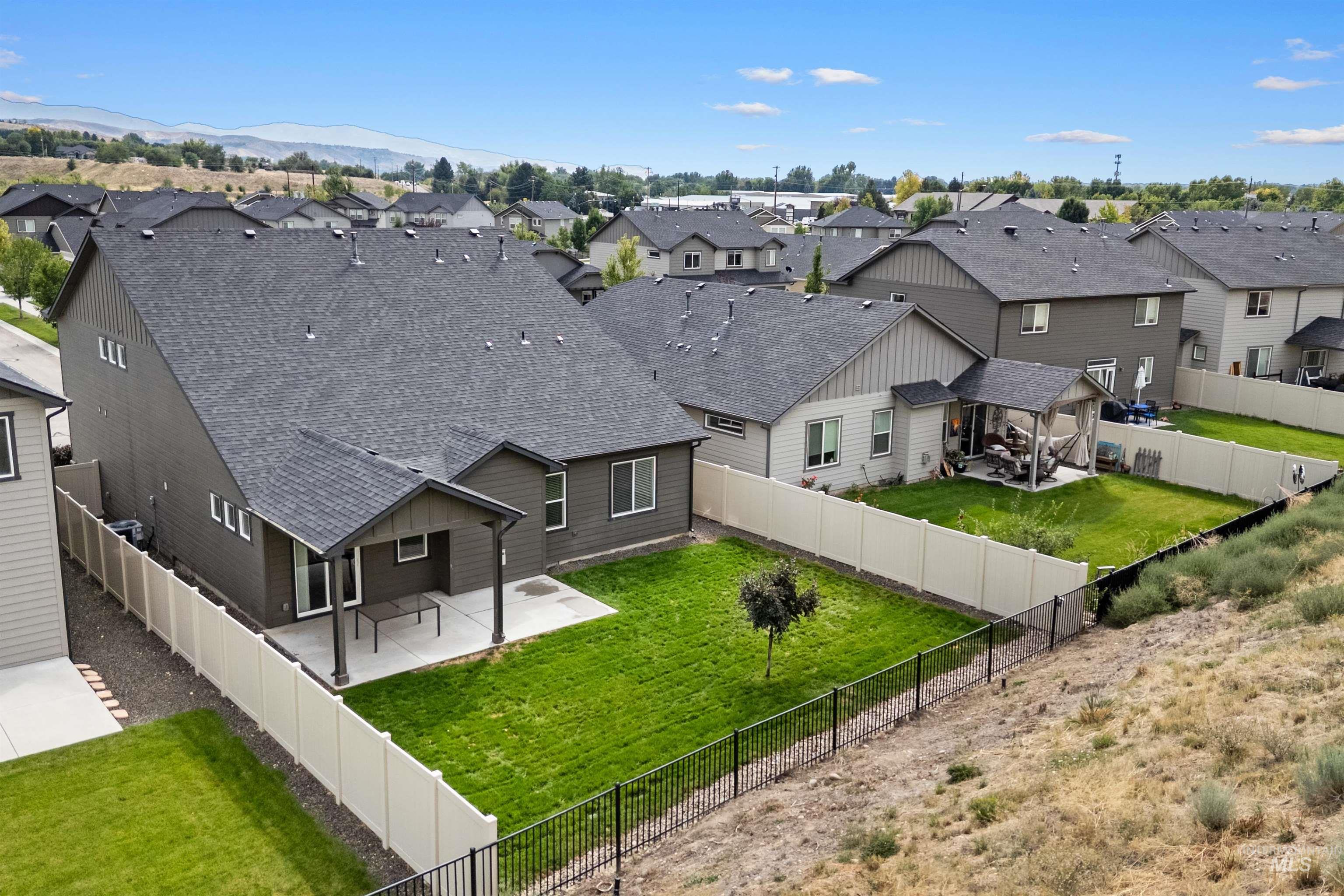 Aerial perspective of suburban area