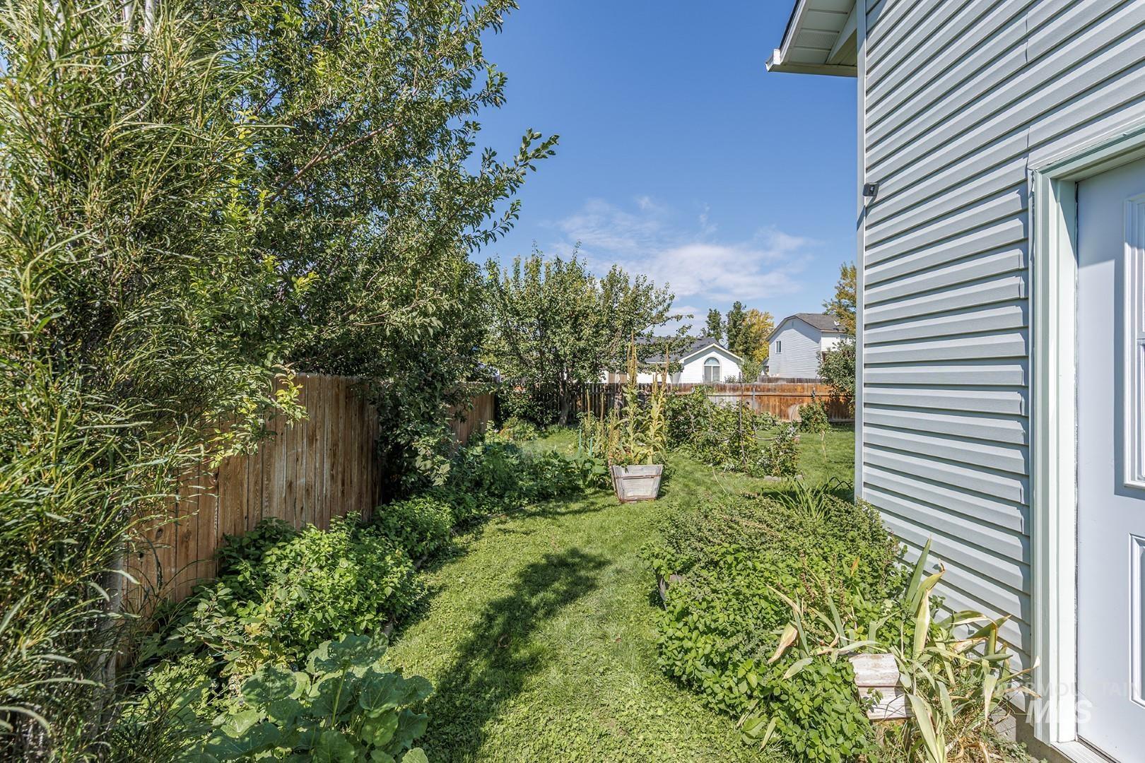 View of fenced backyard