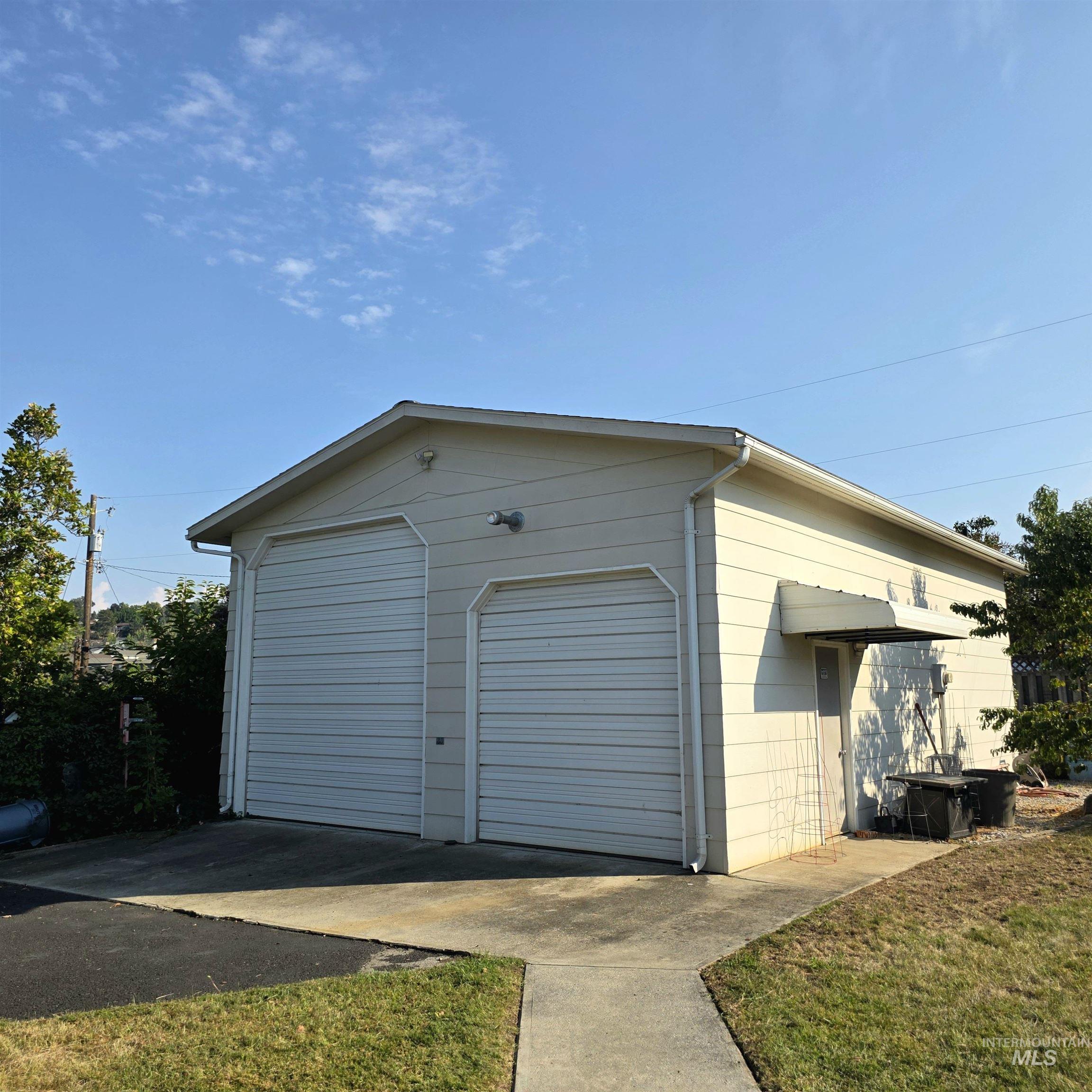 View of detached garage
