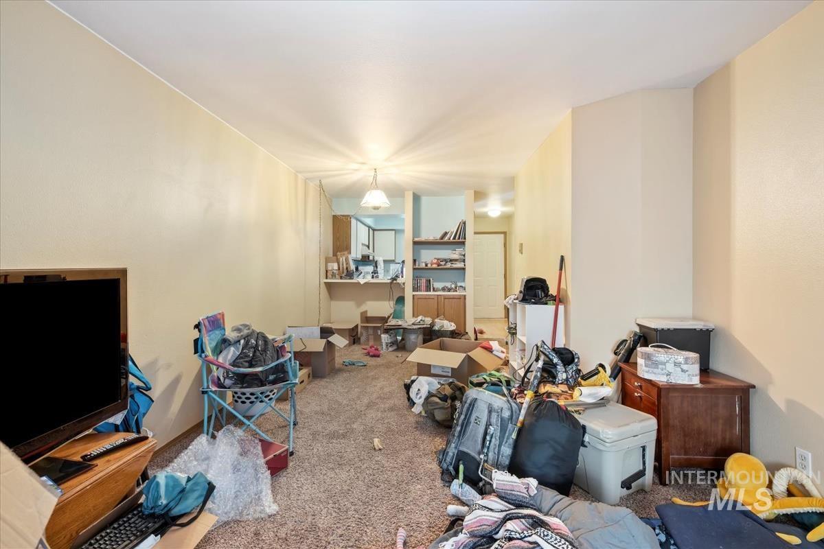 Living room featuring carpet