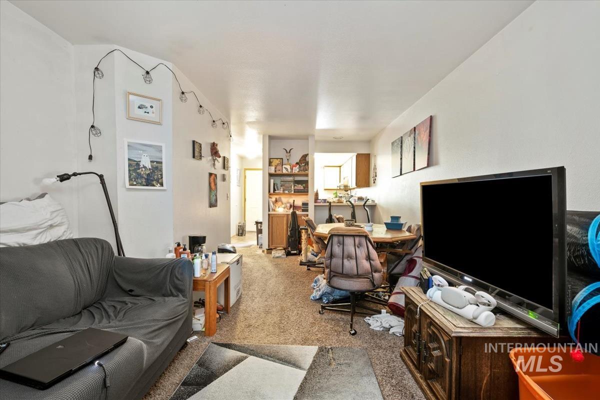 View of carpeted living area