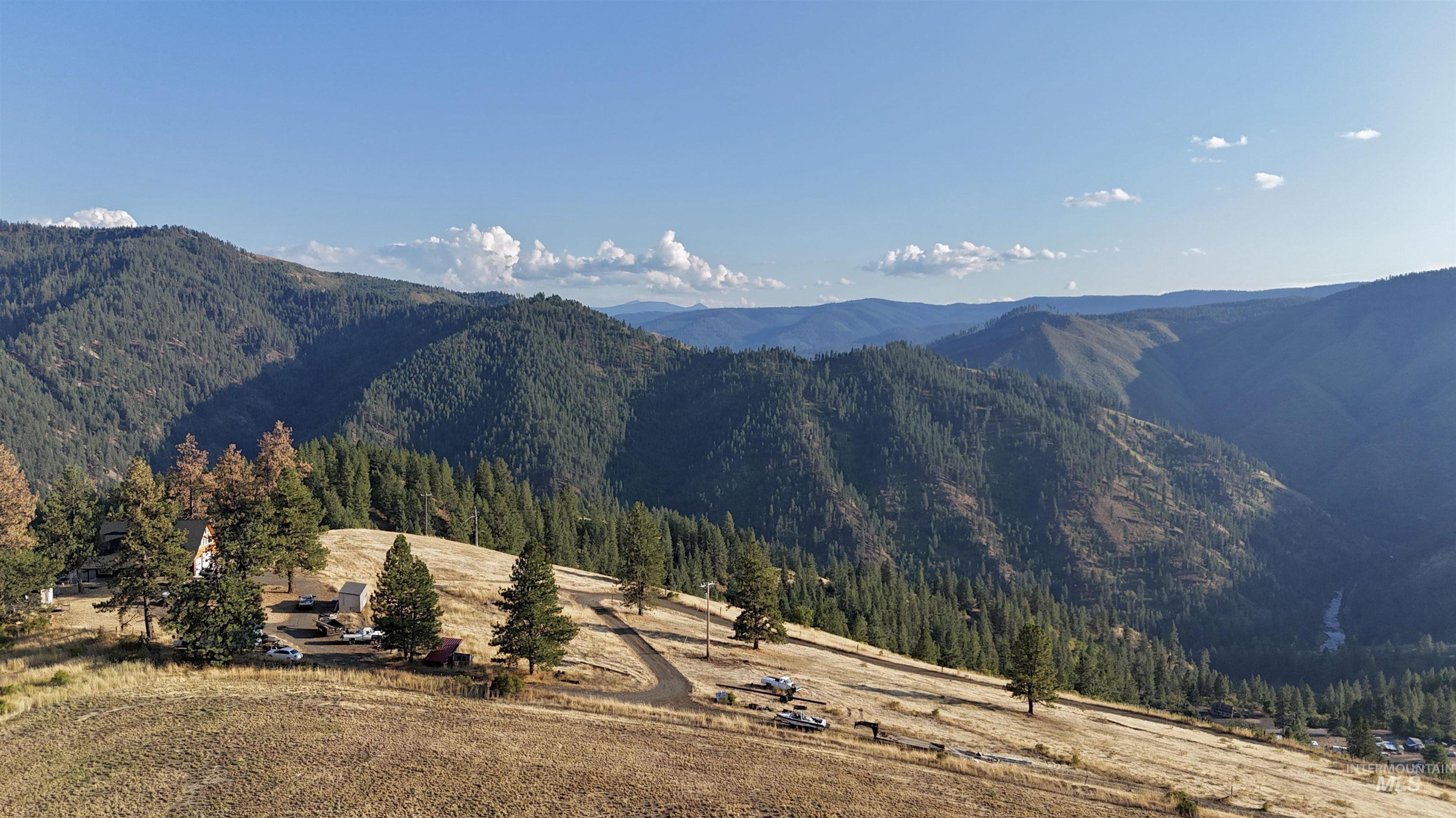 View of mountain backdrop featuring a heavily wooded area
