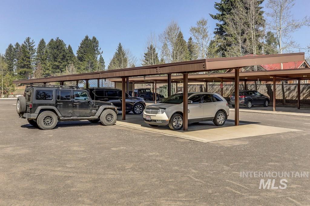 View of covered parking lot