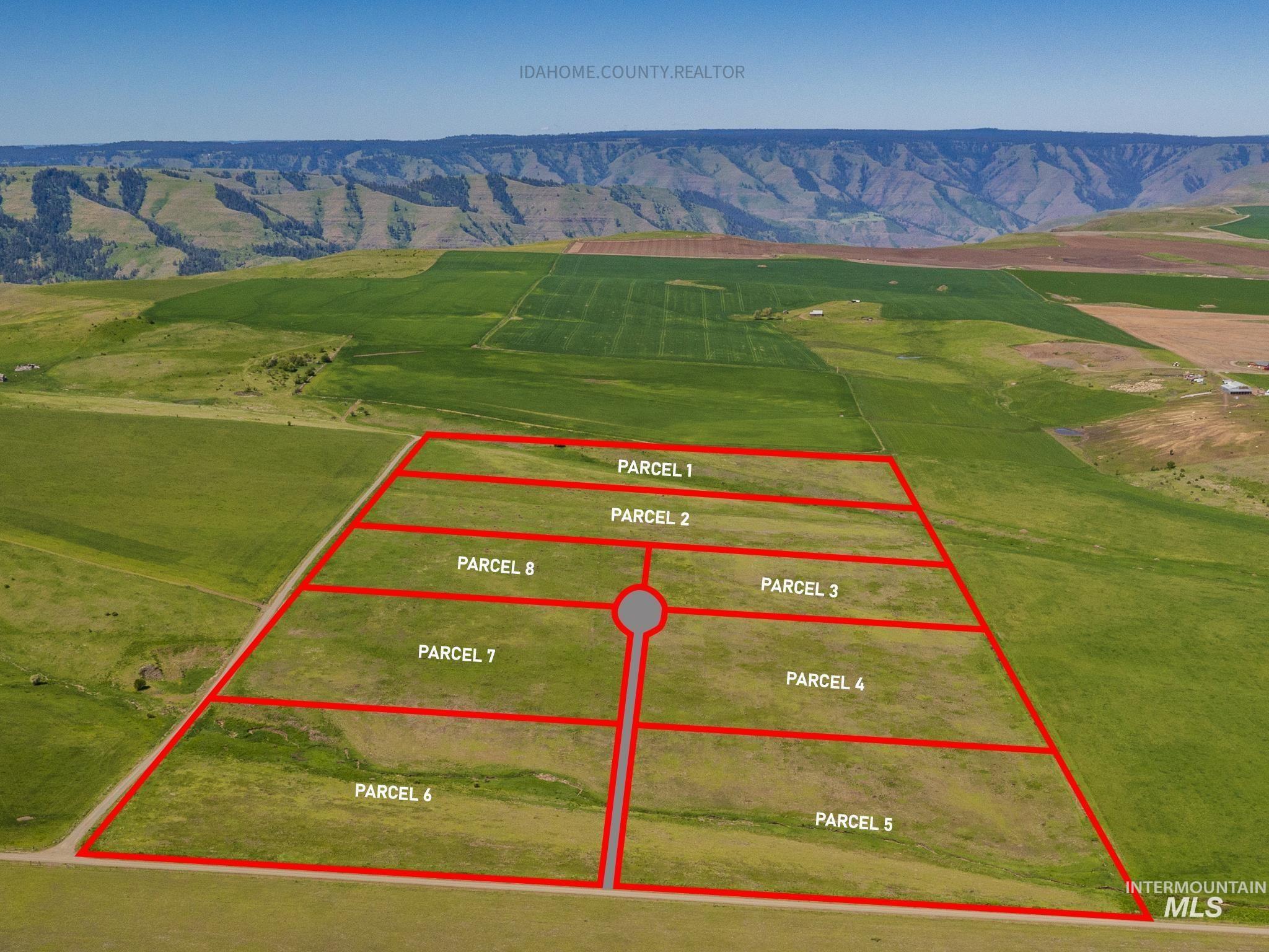 Overview of rural landscape featuring property boundaries highlighted