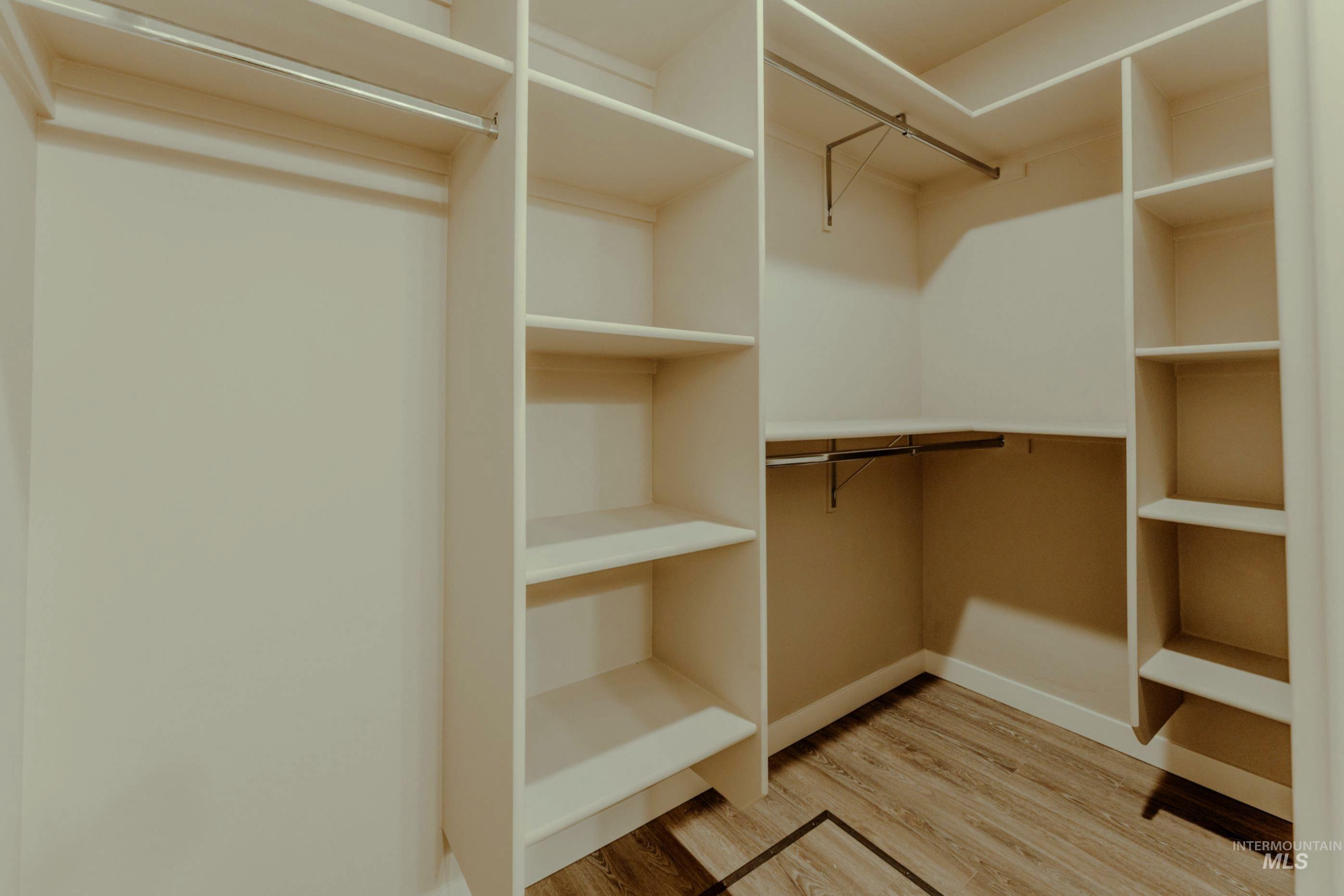 Spacious closet featuring light wood-style floors