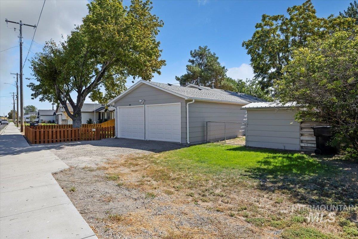 View of detached garage